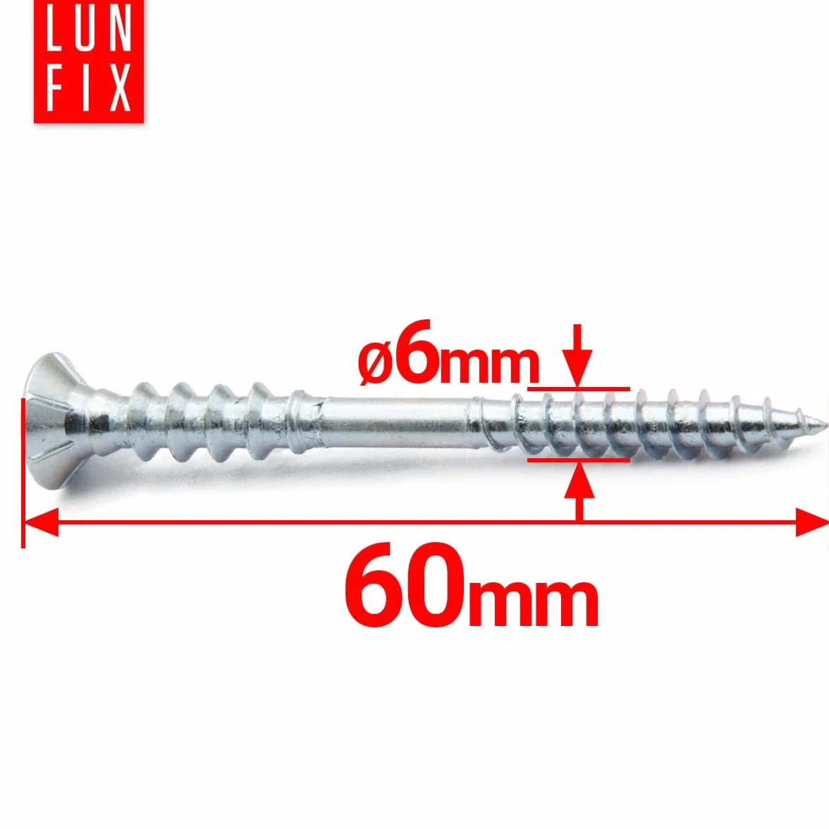 100 sztuk śrub dystansowych 6 x 60 mm, śruby regulacyjne, śruby dystansowe, ocynkowane