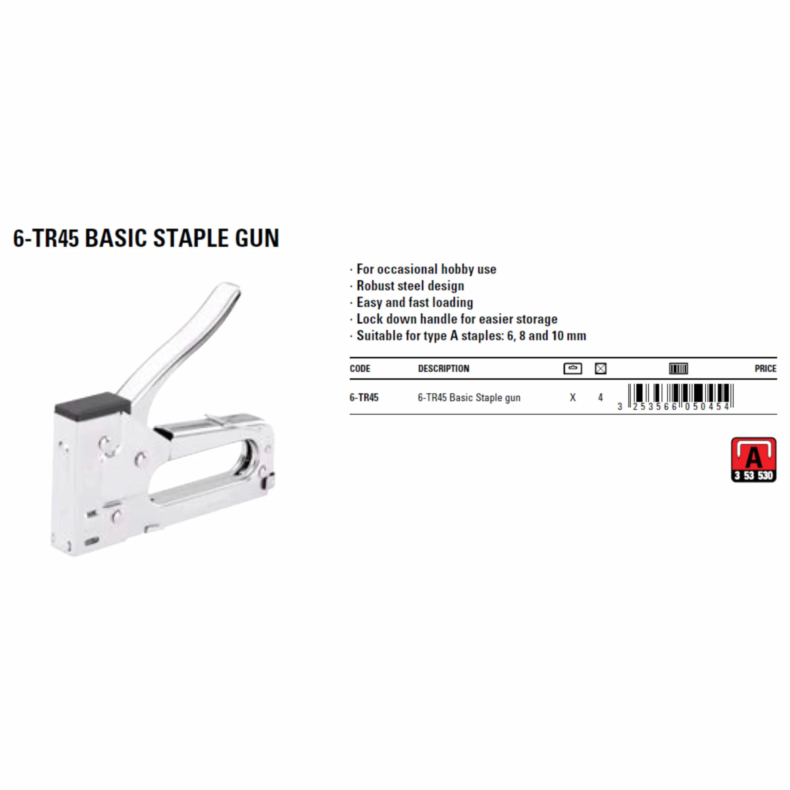 Stanley 6-TR45 TR45 zszywacz, srebrny
