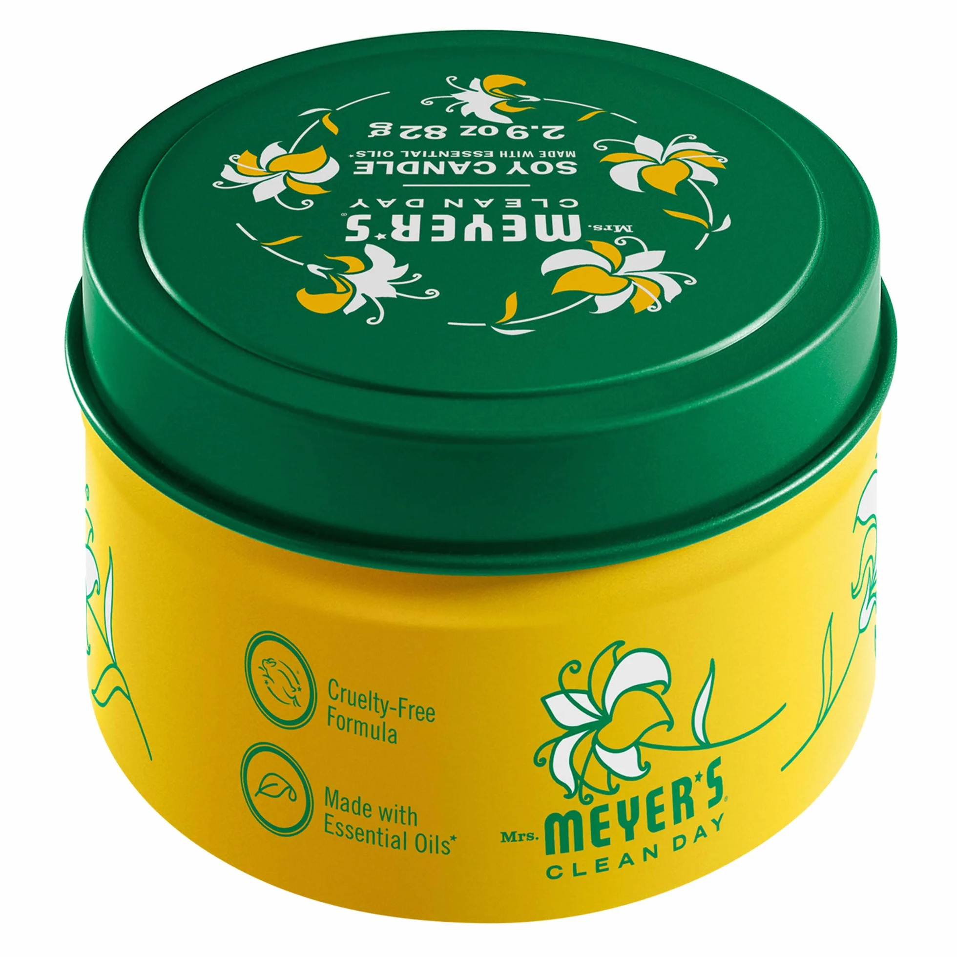 MRS. MEYER'S CLEAN DAY Świeca z cyny sojowej, czas palenia 12 godzin, wykonana z wosku sojowego i olejków eterycznych, wiciokrzew, 82 g