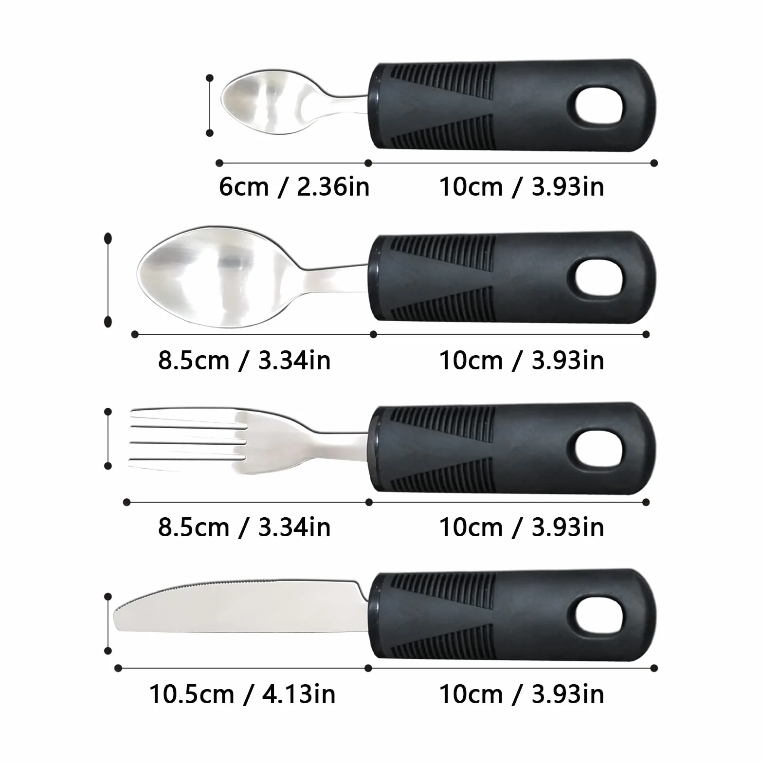 Sztućce Easy Grip antypoślizgowe 4 sztuki zestaw dla osób starszych z zapaleniem stawów