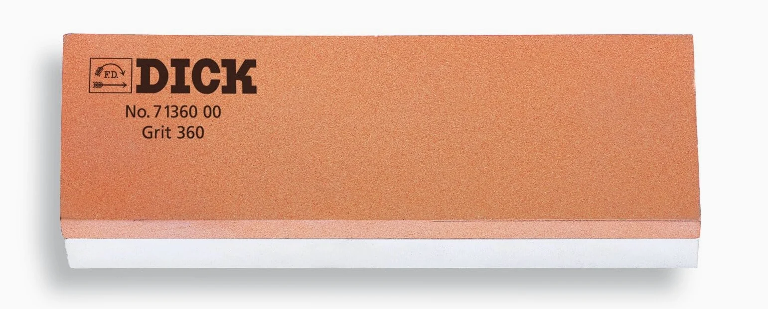F. DICK Kamień szlifierski do noży (osełka o ziarnistości 360 i 1000, 20 x 5 x 2,5 cm, podkładka, uchwyt kątowy) 7136000