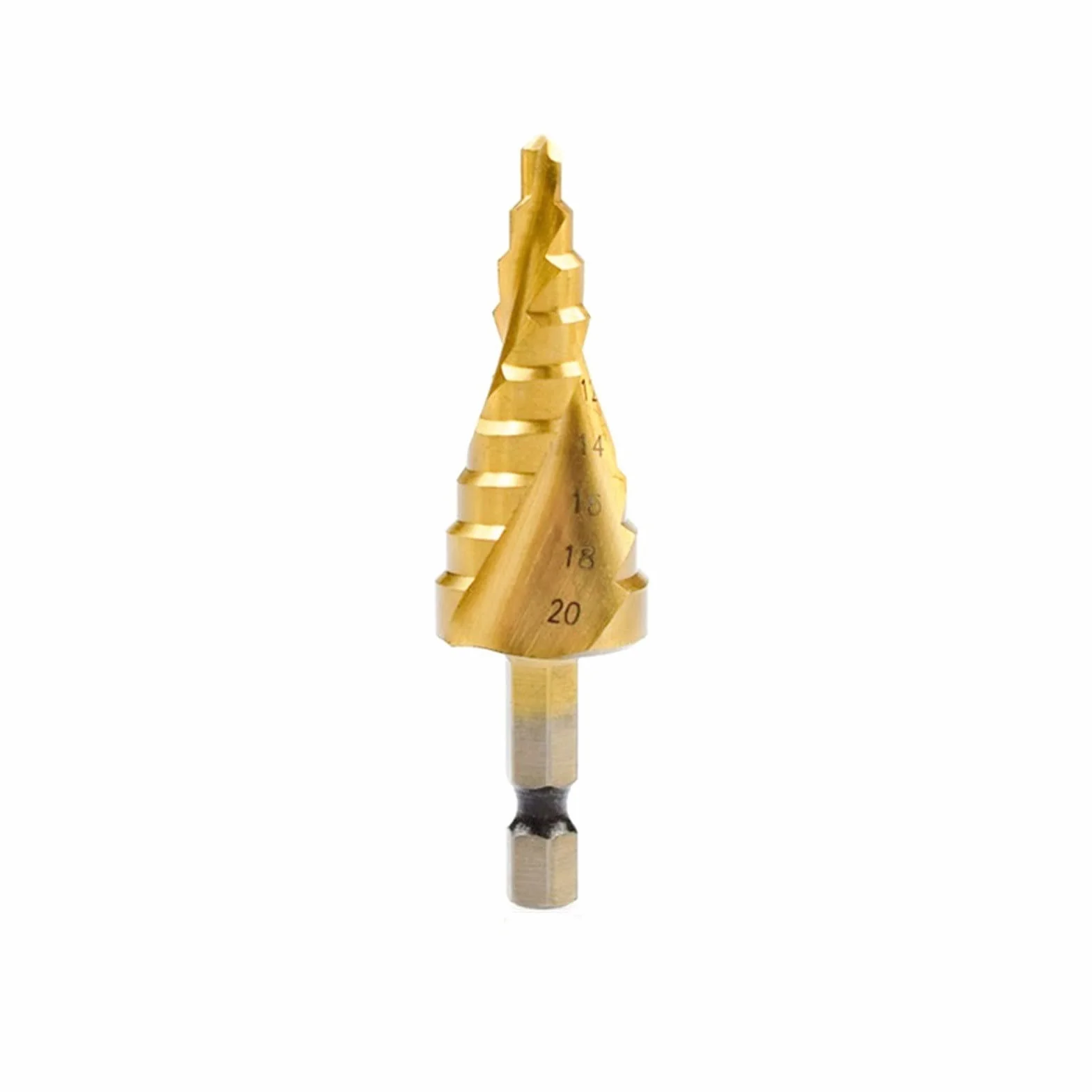 Wiertła tnące Wiertło stożkowe z chwytem sześciokątnym 4-12 4-20 4-30 mm Wycinak do otworów w metalu z dziurkaczem Wiertło do metalu HSS pokryte tytanem (kolor: 3 sztuki z torbą) (4)
