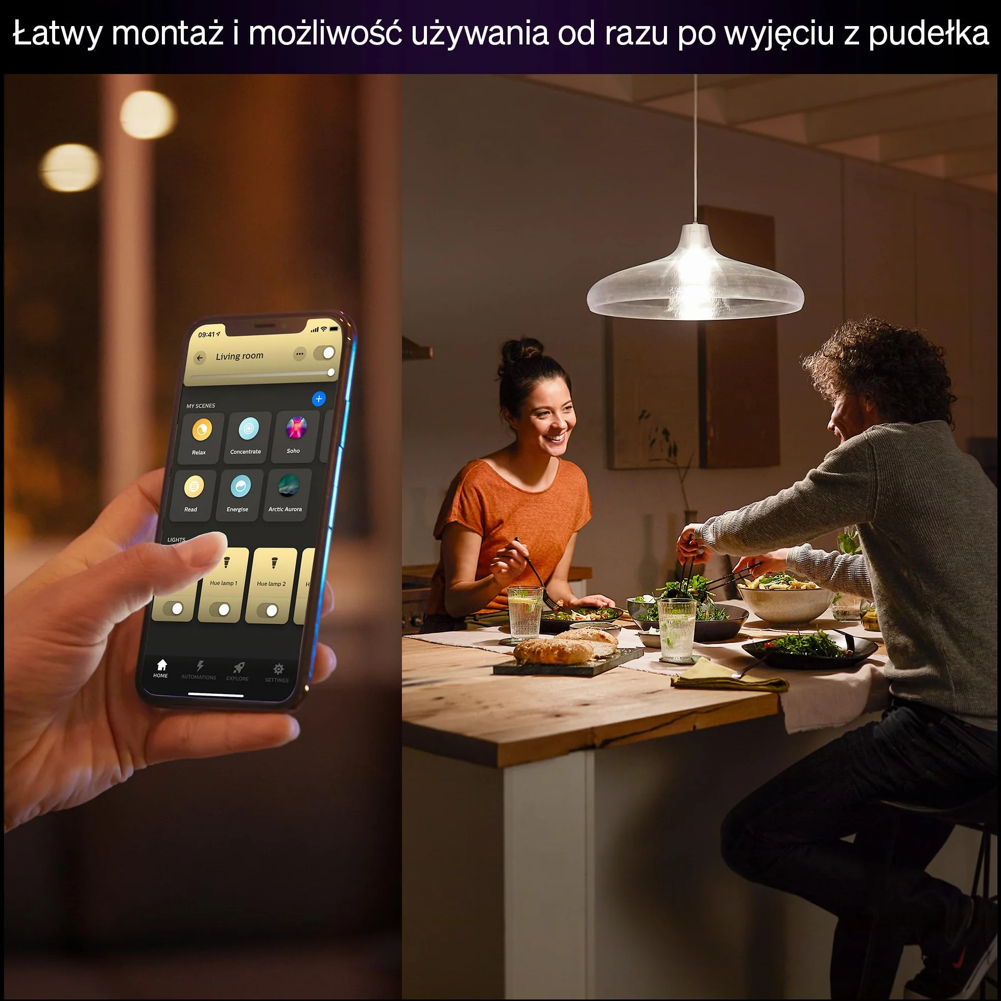 Philips Hue Smart LED A60, White & Color Ambiance, E27, 9,5W, 1100 lm, regulacja jasności, kompatybilna z Alexa, Google Assistant i Apple Home, 2 szt.