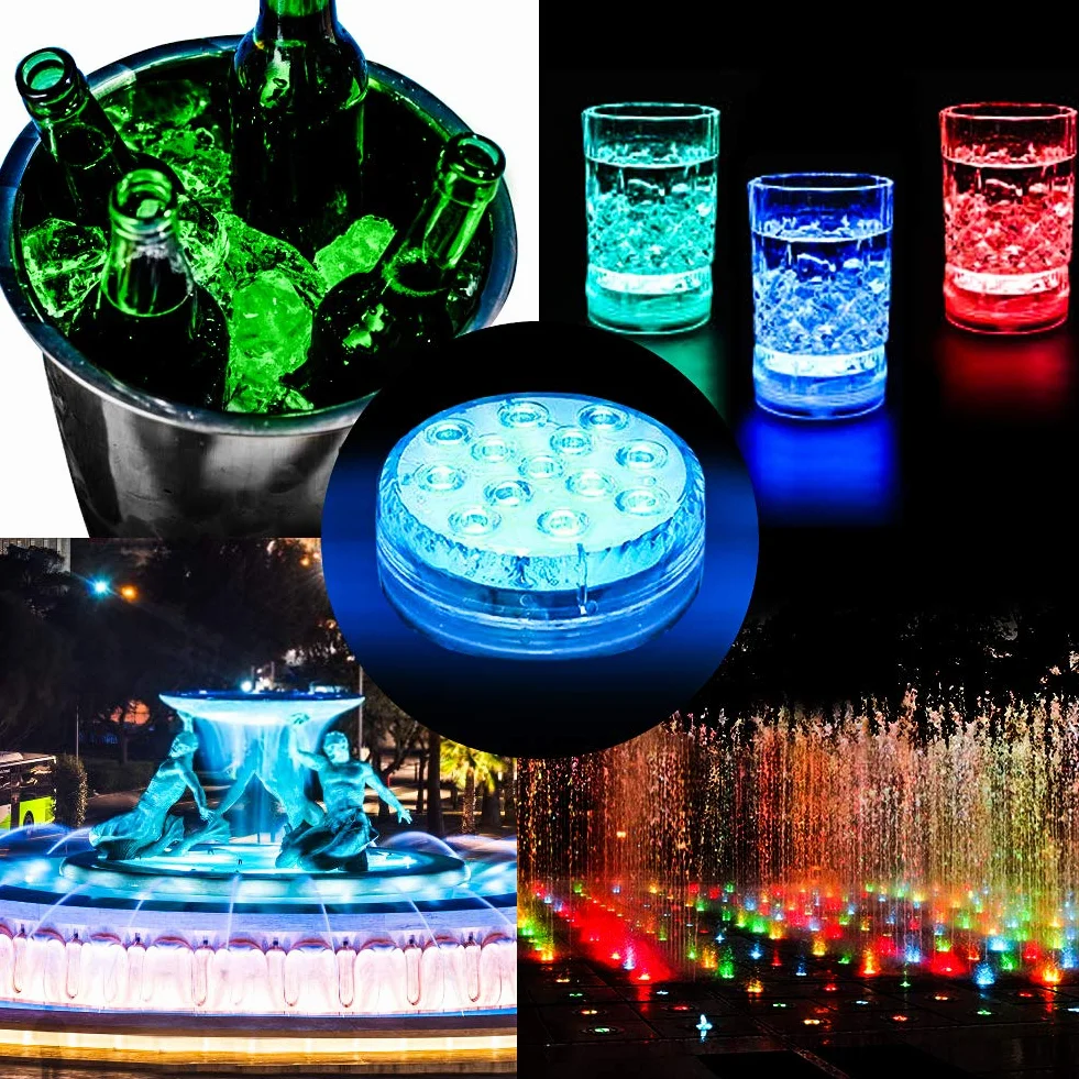 flintronic Oświetlenie podwodne LED, 4 sztuki, 13 diod LED, zmiana koloru IP68, wodoszczelne światło z pilotem zdalnego sterowania RF, 30 m/woda 6 m, małe podwodne światło do basenu/fontanny/akwarium