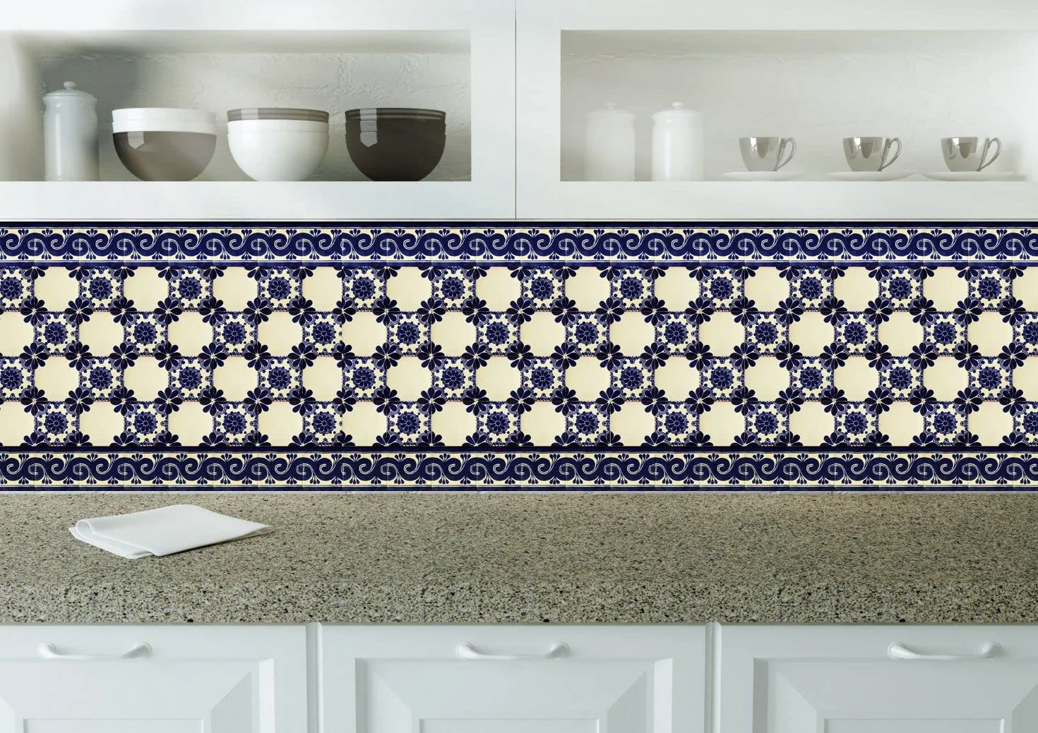 Meksykańskie płytki ceramiczne, Mirta by Cerames - 30 dekoracyjnych meksykańskich płytek mozaikowych do łazienki, kuchni, prysznica, schodów, salonu, kuchni, meksykańskich płytek, 10,5 x 10,5 cm