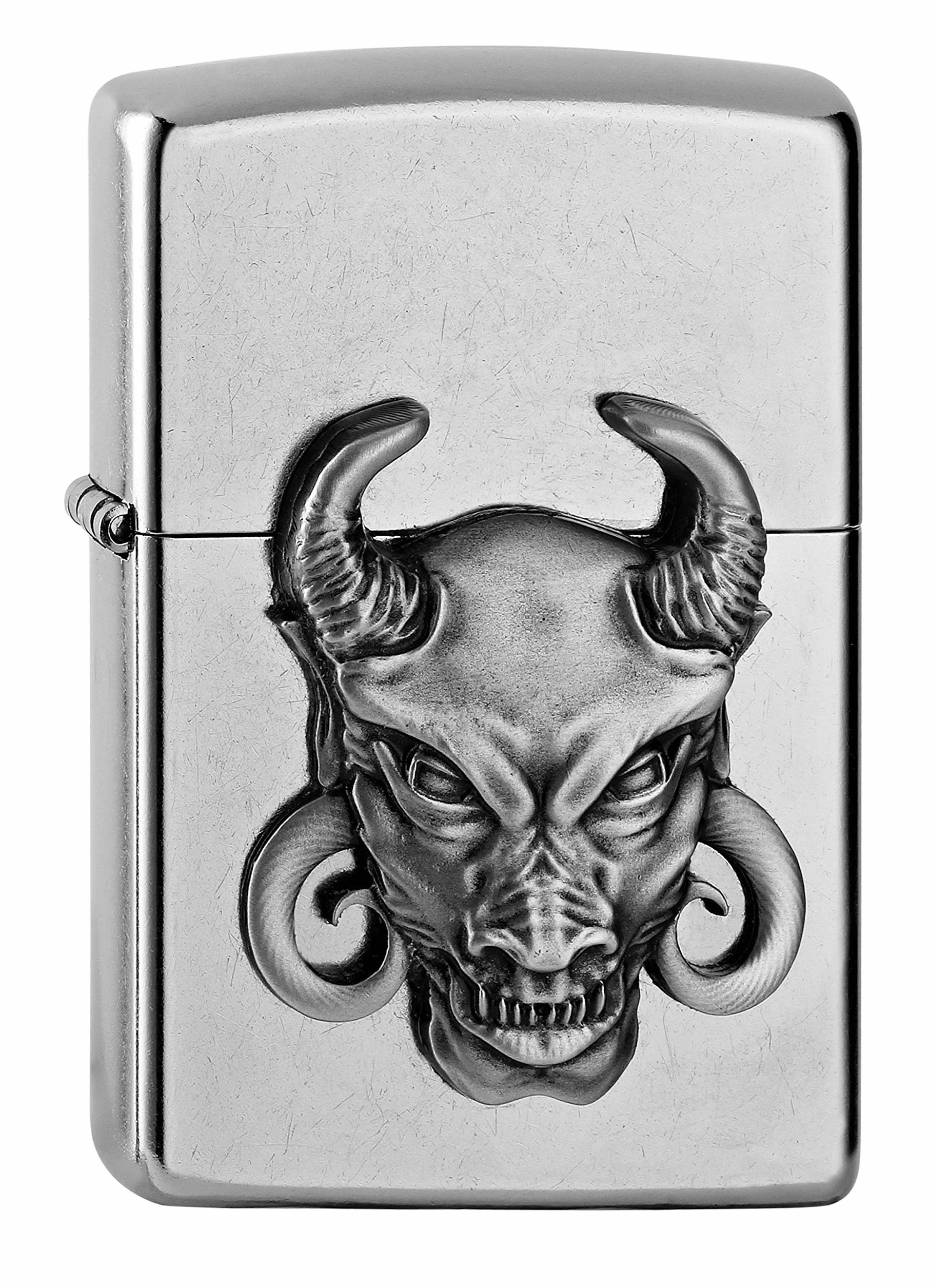 Zippo Zapalniczka Sztormowa, Emblemat Devil Mini 3D, Street Chrome, do Napełniania, Wielokrotnego Użytku, Odporna na Wiatr, Pudełko Prezentowe, Wyprodukowana w USA