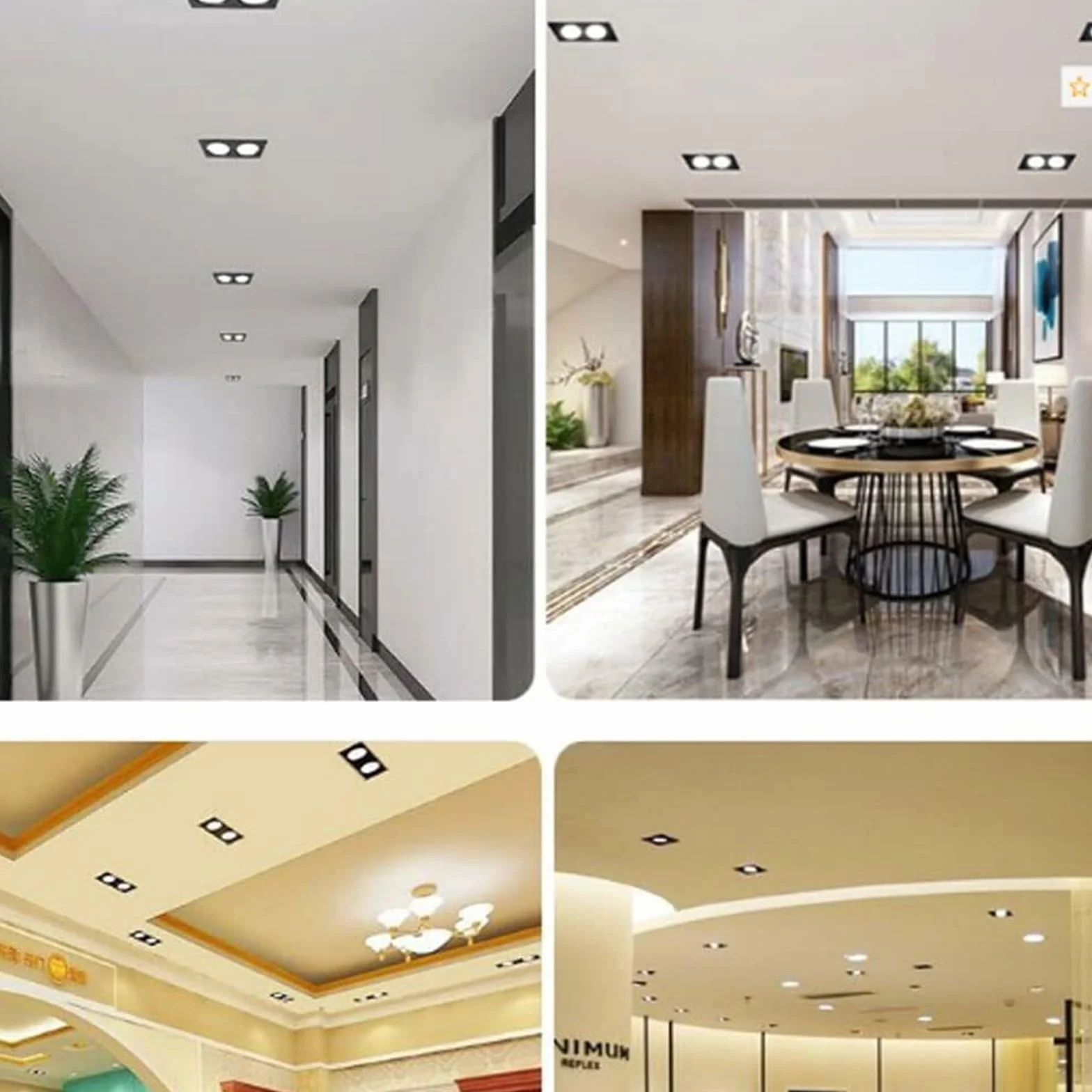 Zestaw prostokątnych reflektorów kardanowych 2,10 W 14 W 20 W 30 W 40 W 60 W, regulowany Downlight bez puszki, czarna lampa sufitowa gałka oczna, 6000K 4000K 3000K (10 W, neutralne światło)