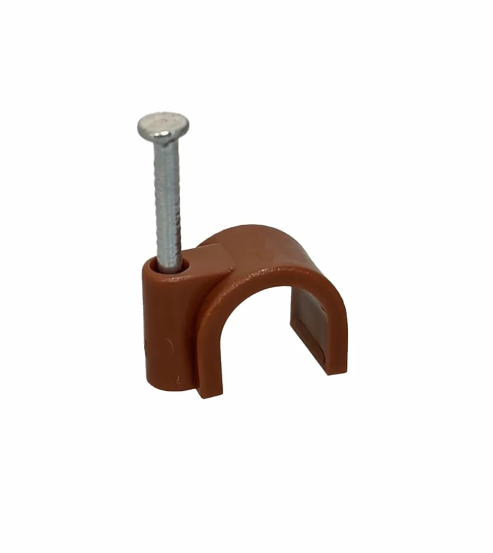 Brązowe okrągłe klipsy kablowe (10 mm)