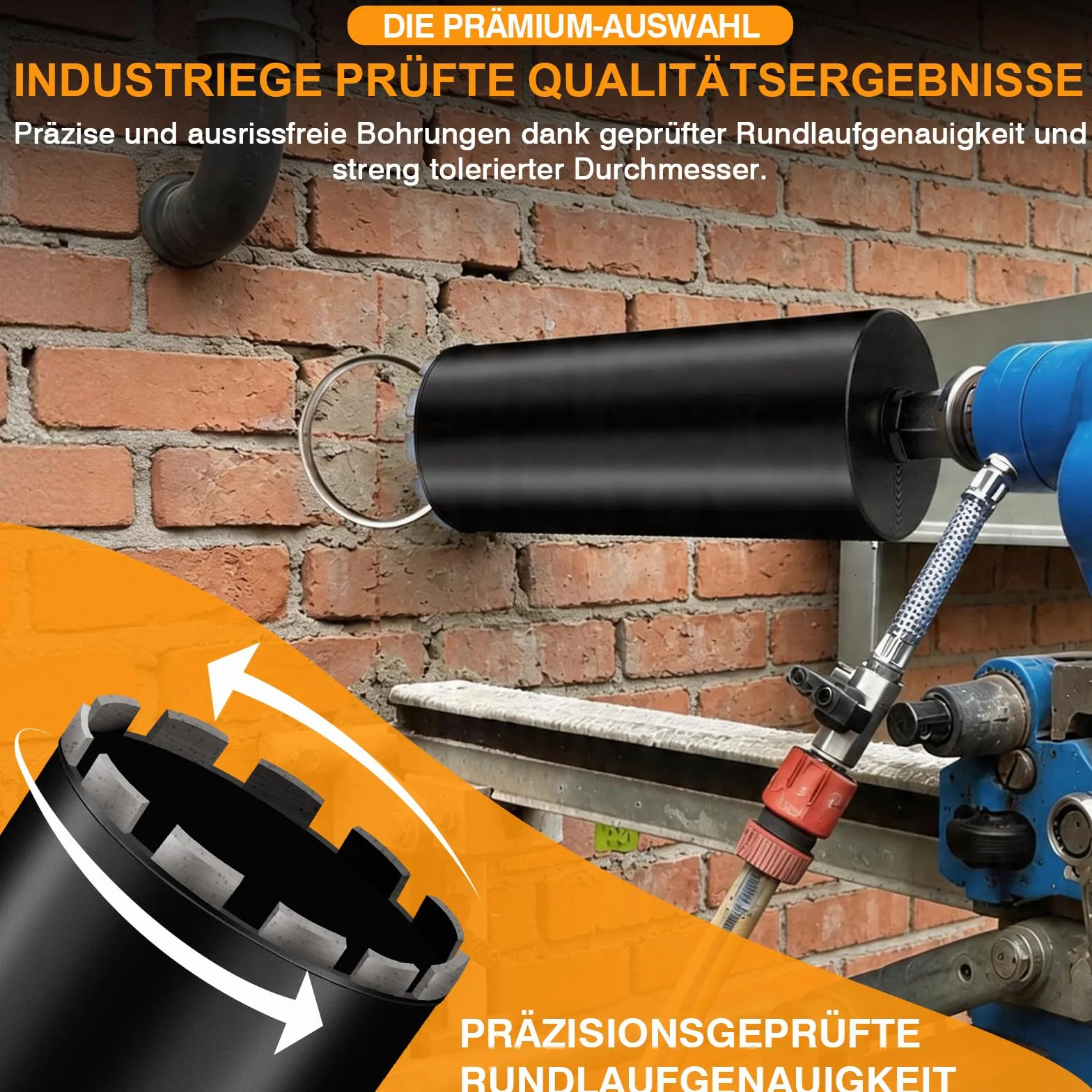Diamentowa koronka wiertnicza Ø 132 mm z SDS Plus, 1 ¼" diamentowa koronka wiertnicza, L 460 mm, pogłębiacz puszek koronka wiertnicza wiertło rdzeniowe wiertło do wiercenia na mokro/sucho, otwornica