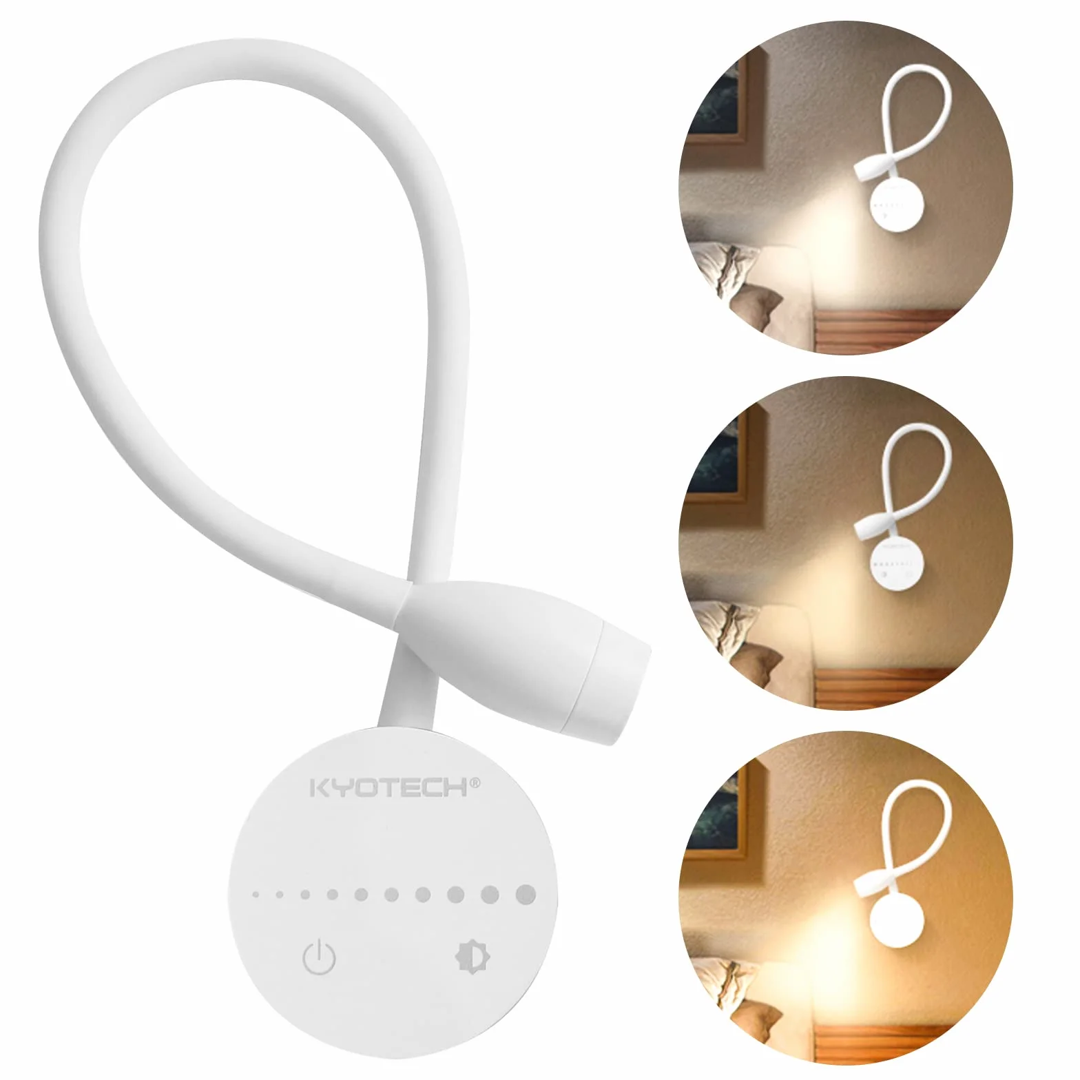 Lampka do czytania, montaż na ścianie, lampa do łóżka, przełącznik dotykowy, ściemniana, gęsia szyja, lampka do czytania, ciepła biel, lampka do łóżka z przełącznikiem i kablem wtykowym, zestaw 2
