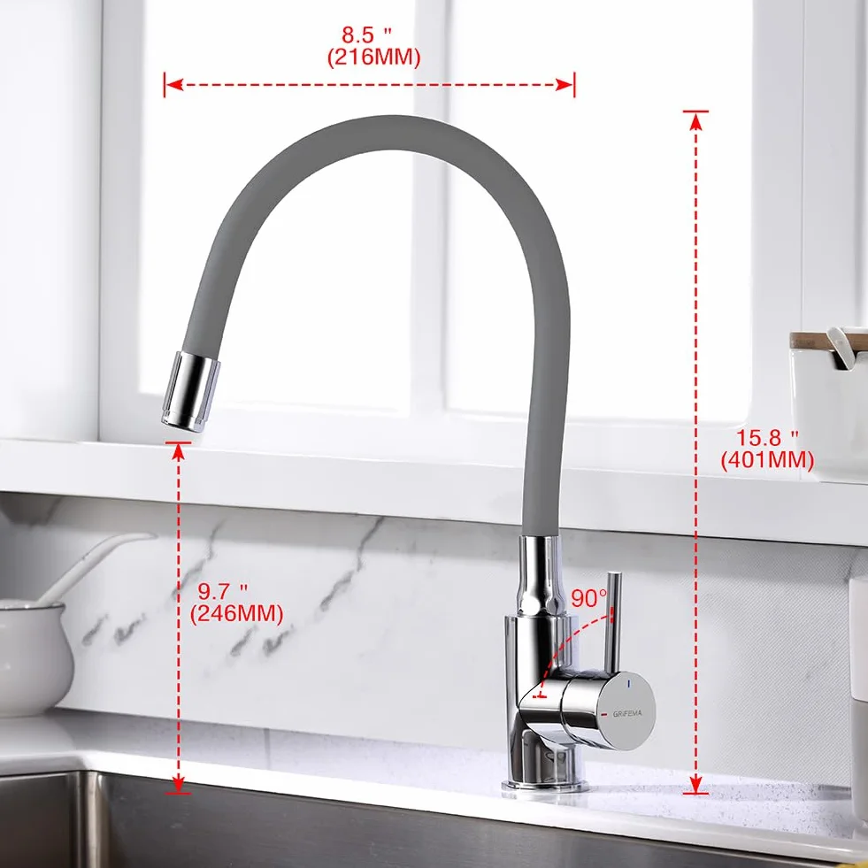 GRIFEMA G4002-9 kran zlewowy kuchenny obrotowy 360° chrom szary