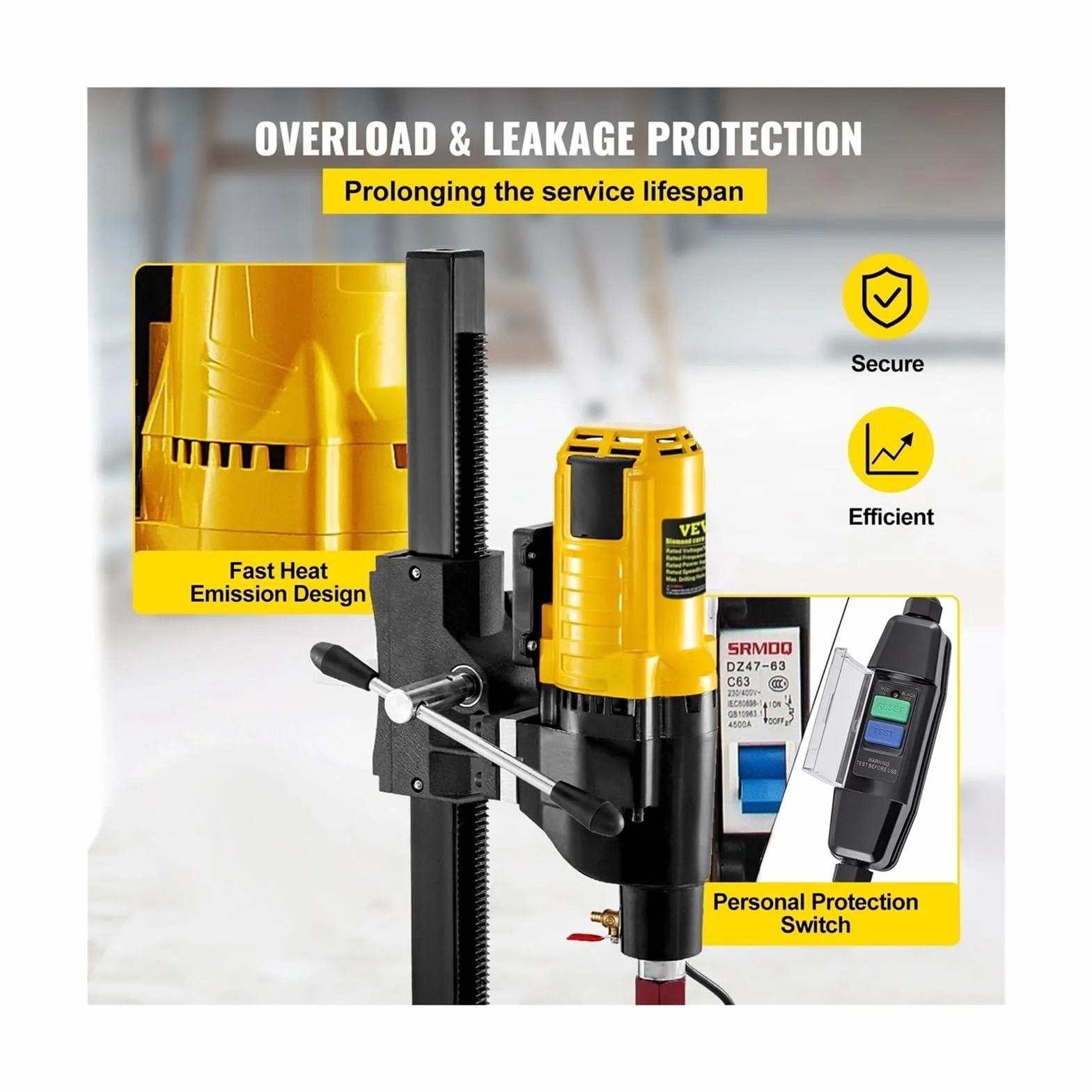 Wiertnica diamentowa rdzeniowa 305mm 355mm stojak zestaw do wiercenia betonu o dużej wytrzymałości 4800W 4980W instalowanie rur balustrady(4800W Rotatable Base)