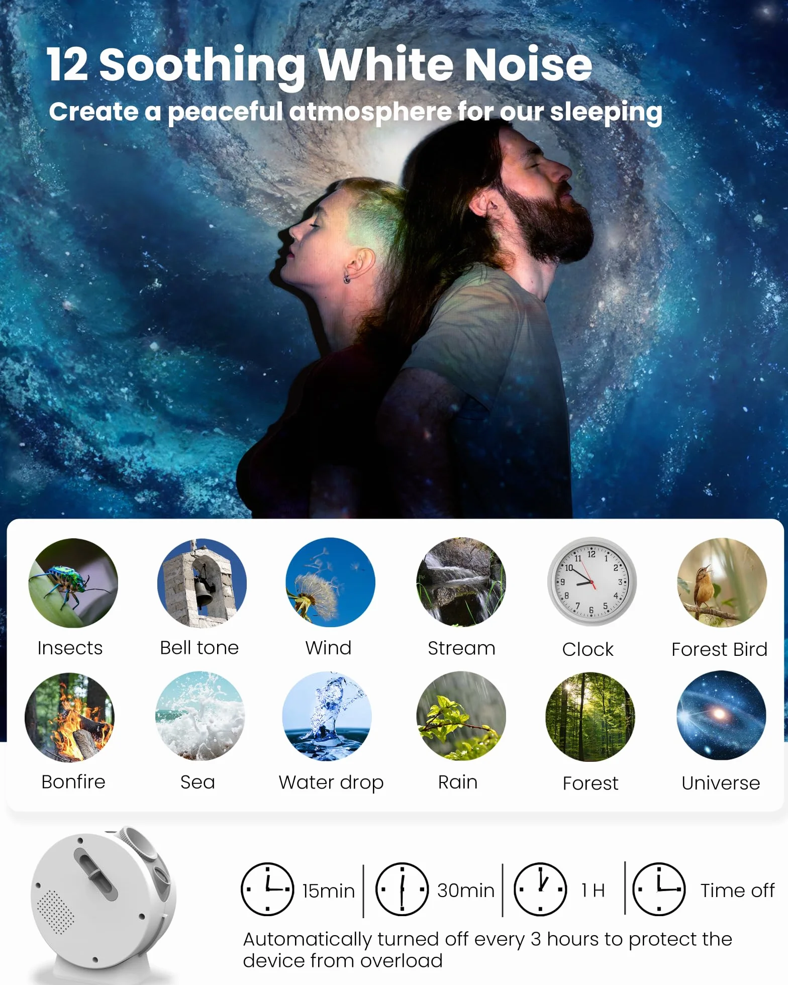 MERTTURM Planetarium Projector, Galaxy Star Projector do Sypialnia, Wymiana HD 8 Dysków Filmowych i Regulowany długość ostrości, Lampka Sufitowa z Głośnikiem Bluetooth i białych szumów