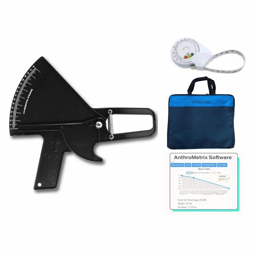 AnthroFlex Slim Guide Skinfold zestaw do pomiaru tłuszczu, precyzja 1,0 mm, czarny