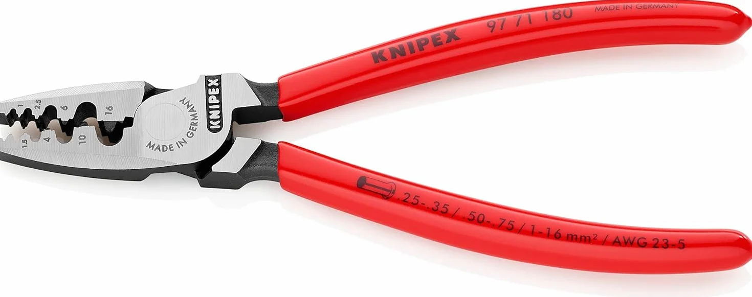 KNIPEX Szczypce do zagniatania tulejek kablowych z tworzywa sztucznego, powlekane 180 mm, 97 71 180
