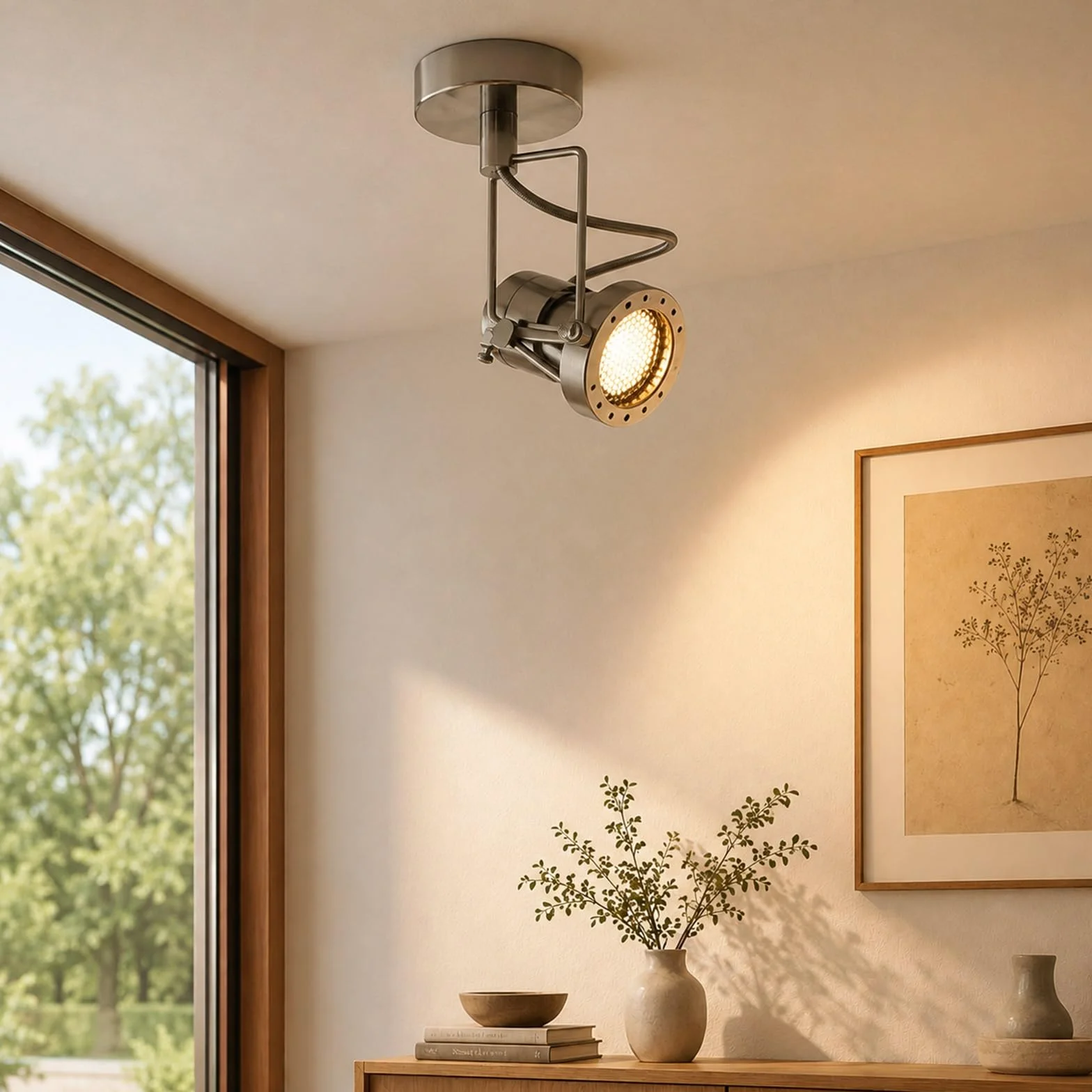 Jadssox Regulowany reflektor sufitowy LED Lampa punktowa, wykończenie szczotkowanego niklu, Reflektory kierunkowe 7 W 3000 K Oświetlenie akcentujące do dekoracji ściennych, salonu, sypialni
