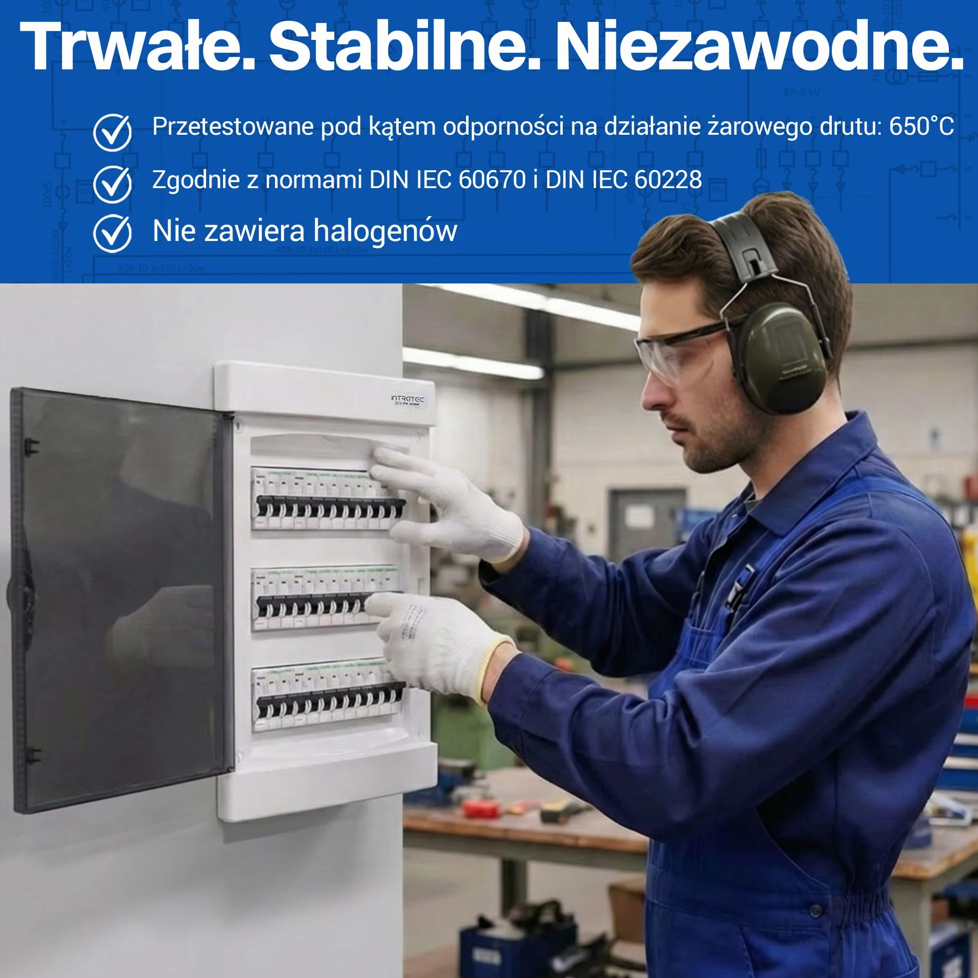 Intratec Skrzynka Rozdzielcza Podtynkowa 3 Rzędowa IP40 36 Modułów 482 x 283 x 106mm