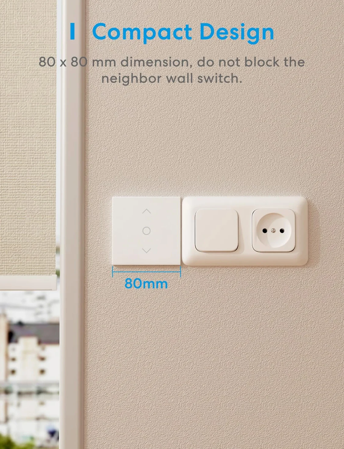 Meross Przełącznik WiFi do rolet (NEUTRALNY PRZEWÓD WYMAGANY), przełącznik dotykowy do kurtyny okiennej Kompatybilny z Alexa, Google Home i SmartThing, Niekompatybilny z HomeKit [Klasa energetyczna A+++]