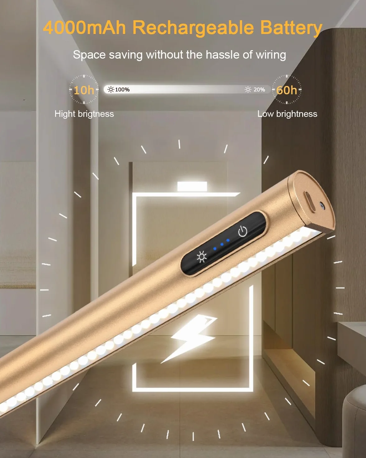 GOVSSING Bezprzewodowa lampa na zdjęcia 40 cm 4000 mAh 3 tryby oświetlenia z pilotem