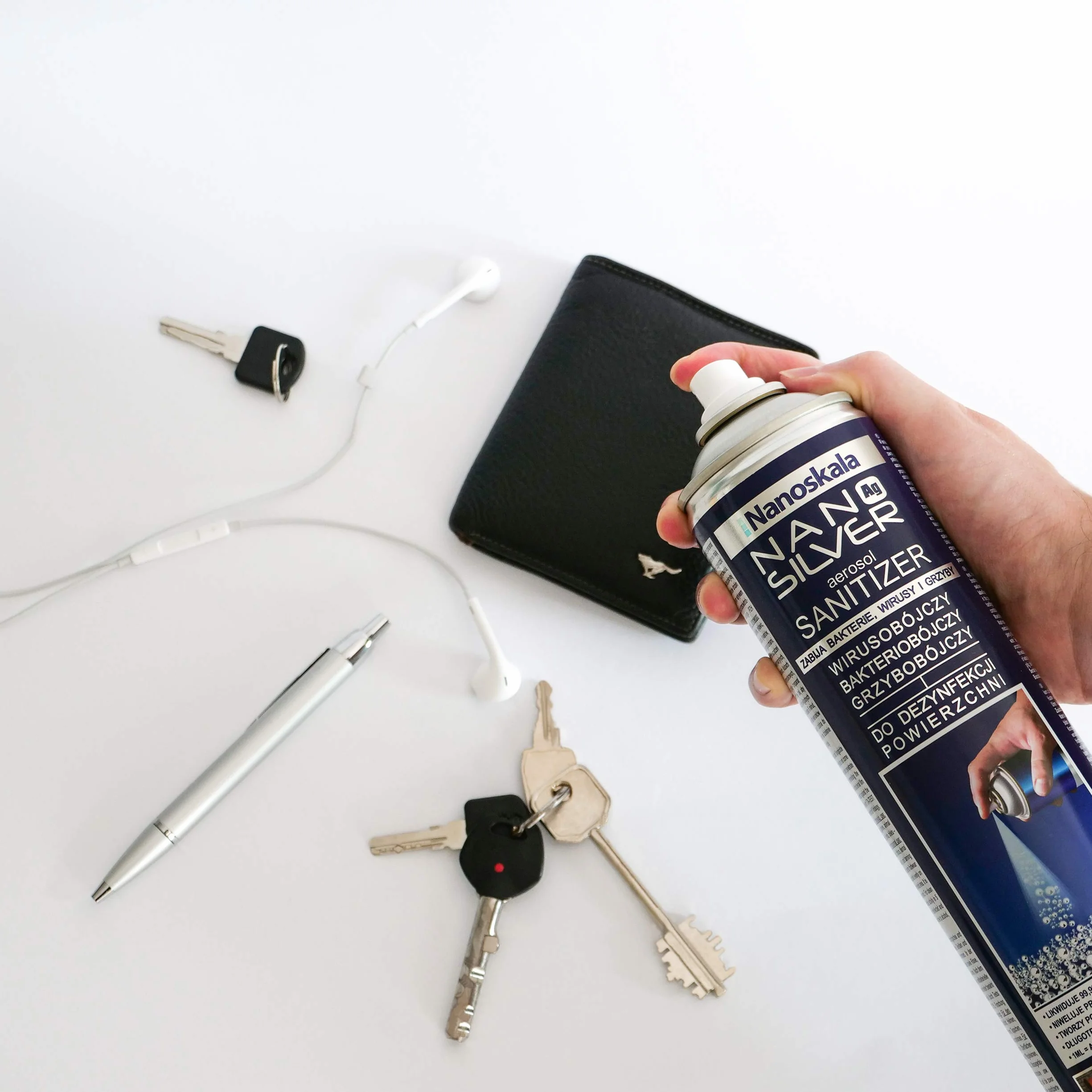 Nano Silver Spray Dezynfekujący 80% Alkoholu, 100 Bilionów Aktywnych Nanocząsteczek Srebra w 1 ml, Antybakteryjny, Przeciwwirusowy, Przeciwgrzybiczy, Tworzy Warstwę Ochronną, Butelka 125 ml