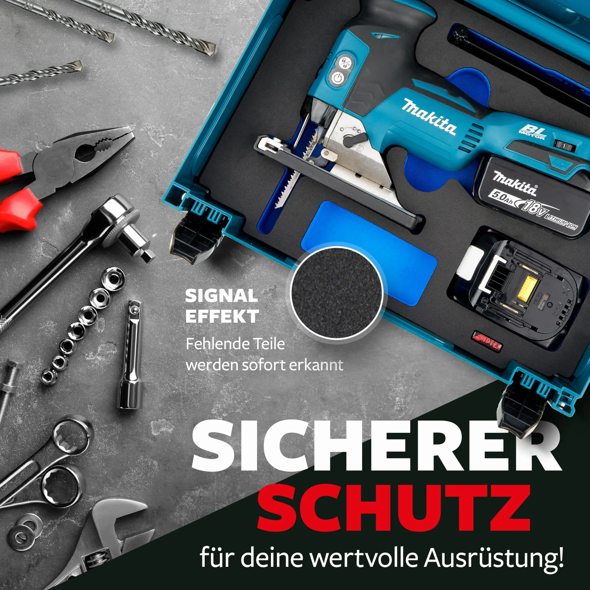 Makita Aptex Schaumeinlage für DJV 181 Akku-Pendelhubstichsäge MakPac Gr. 2-3