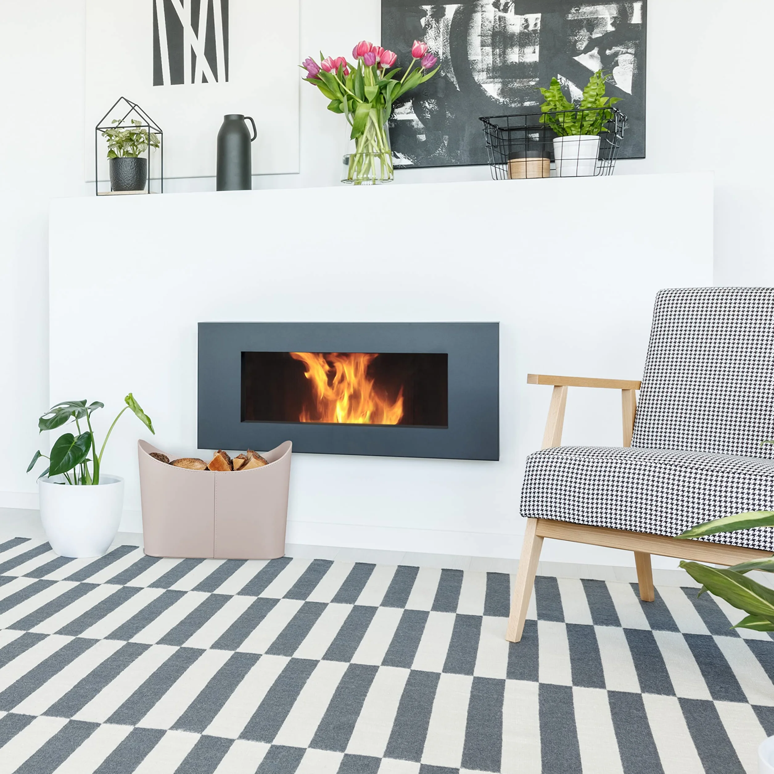 Relaxdays Kosz na drewno ze sztucznej skóry XL, jasnoszary