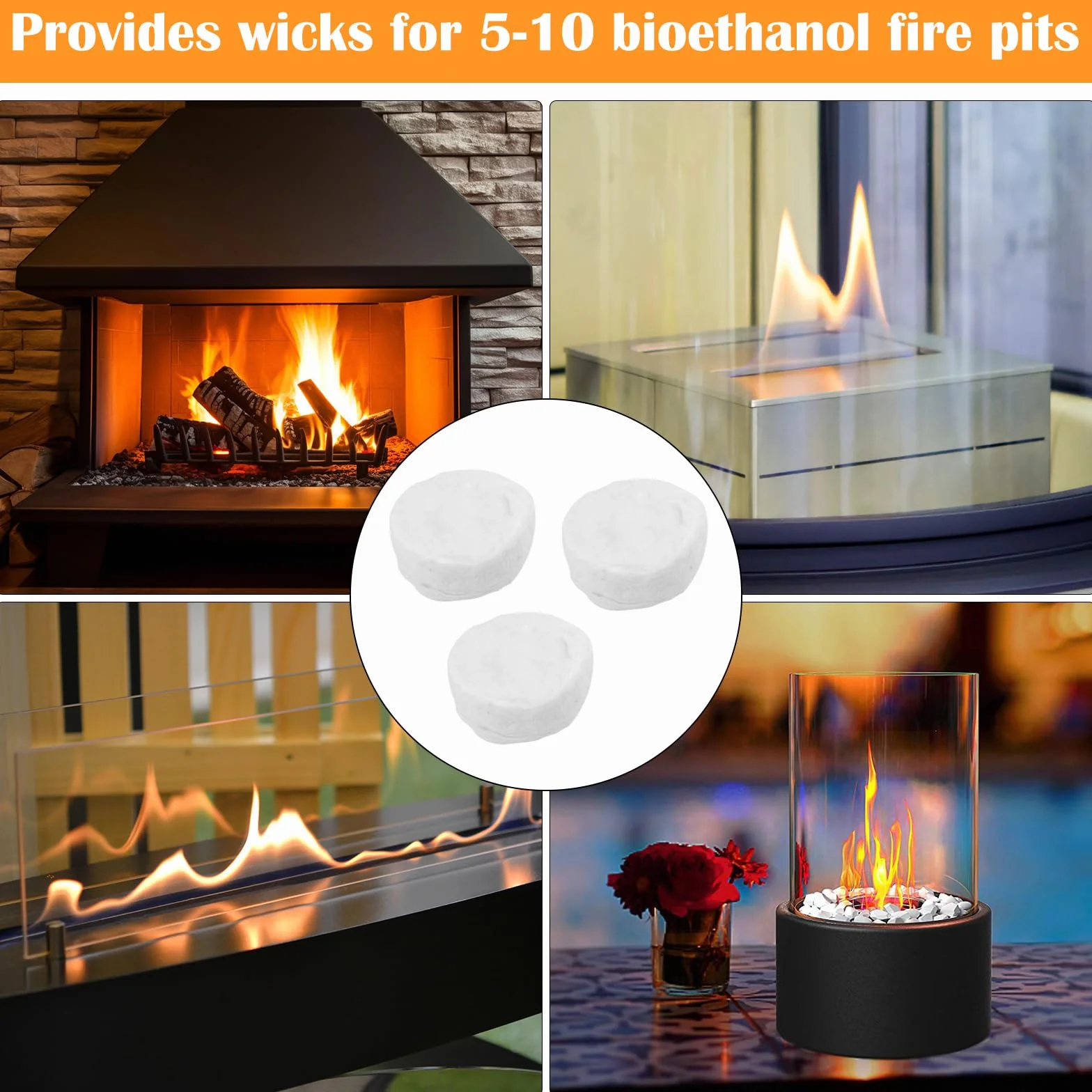 5 szt. Gąbka ceramiczna do kominka bioetanolowego, akcesoria ceramiczne do bioetanolu, kominek na stół wewnętrzny, kominek na bioetanol, wełna szklana, 8,6 x 8,6 x 2,8 cm