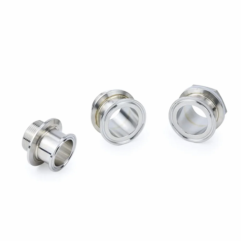 304SS Podwójny zacisk Tri Clamp z gwintem zewnętrznym Adapter sanitarny do Homebrew - łącznik rurowy DN32/DN40(With Nut,DN40x64mm-64mm)