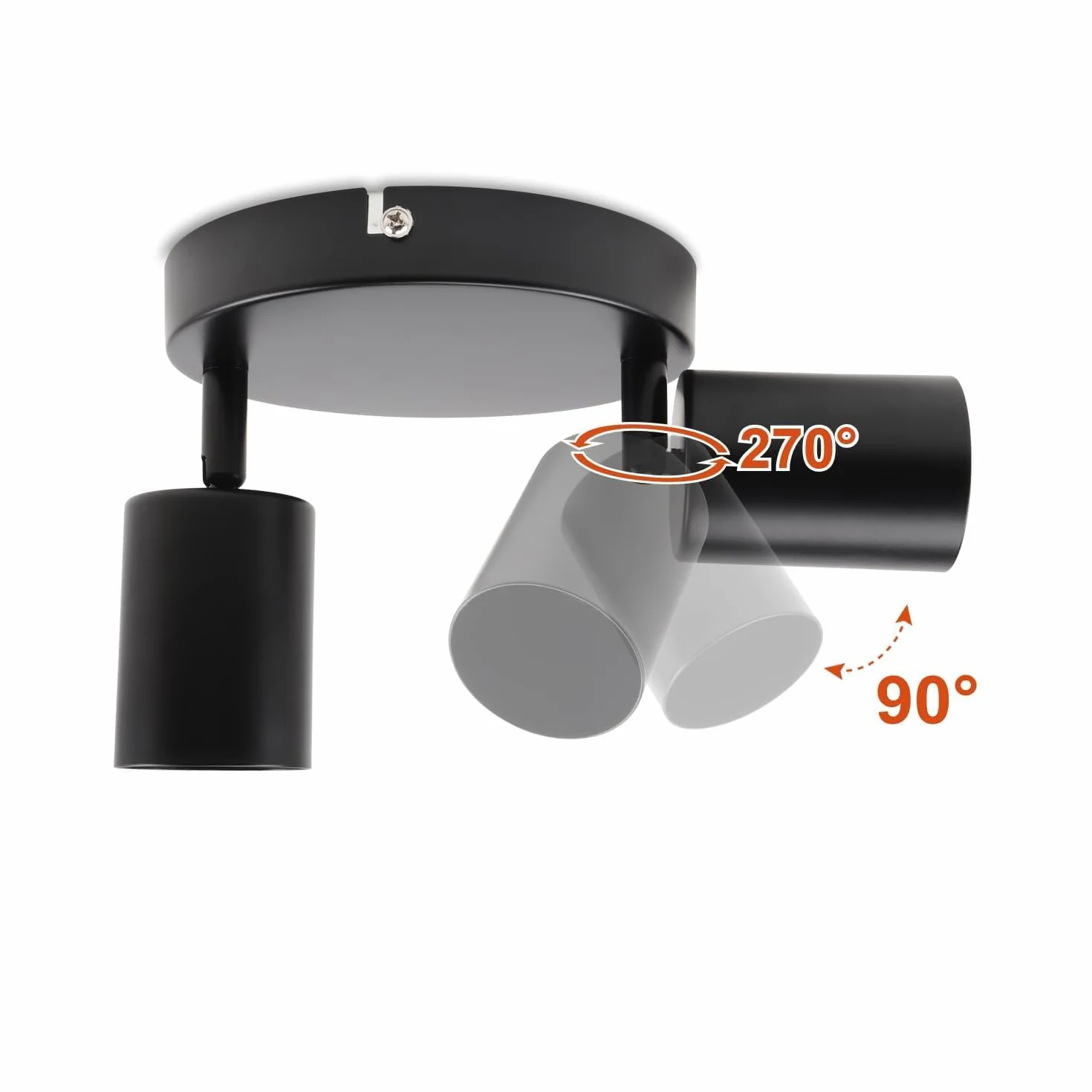 da LIGHT Reflektor sufitowy 2-punktowy, wychylny, spot sufitowy, spot ścienny, 15 cm, lampa sufitowa, czarna, GU10 (bez żarówek), nowoczesna lampa punktowa, 230 V, do salonu, sypialni, kuchnie
