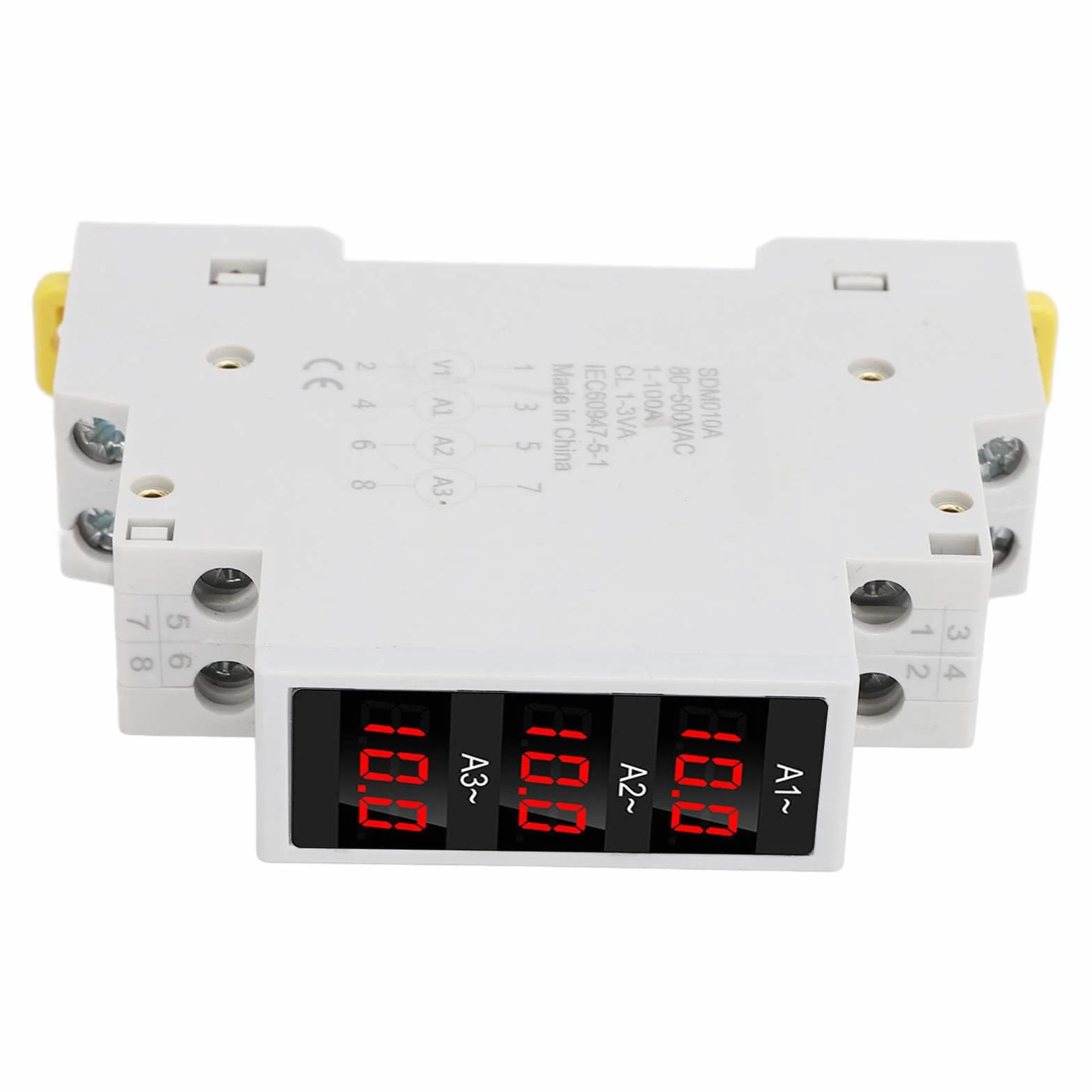 3-fazowy Woltomierz na szynę DIN Amperomierz, AC 80–500 V 1–100 A Cyfrowy Licznik Energii z 3 Czujnikami, Napięciowo-prądowy Miernik Mocy Tester Energii Elektrycznej Multimetr