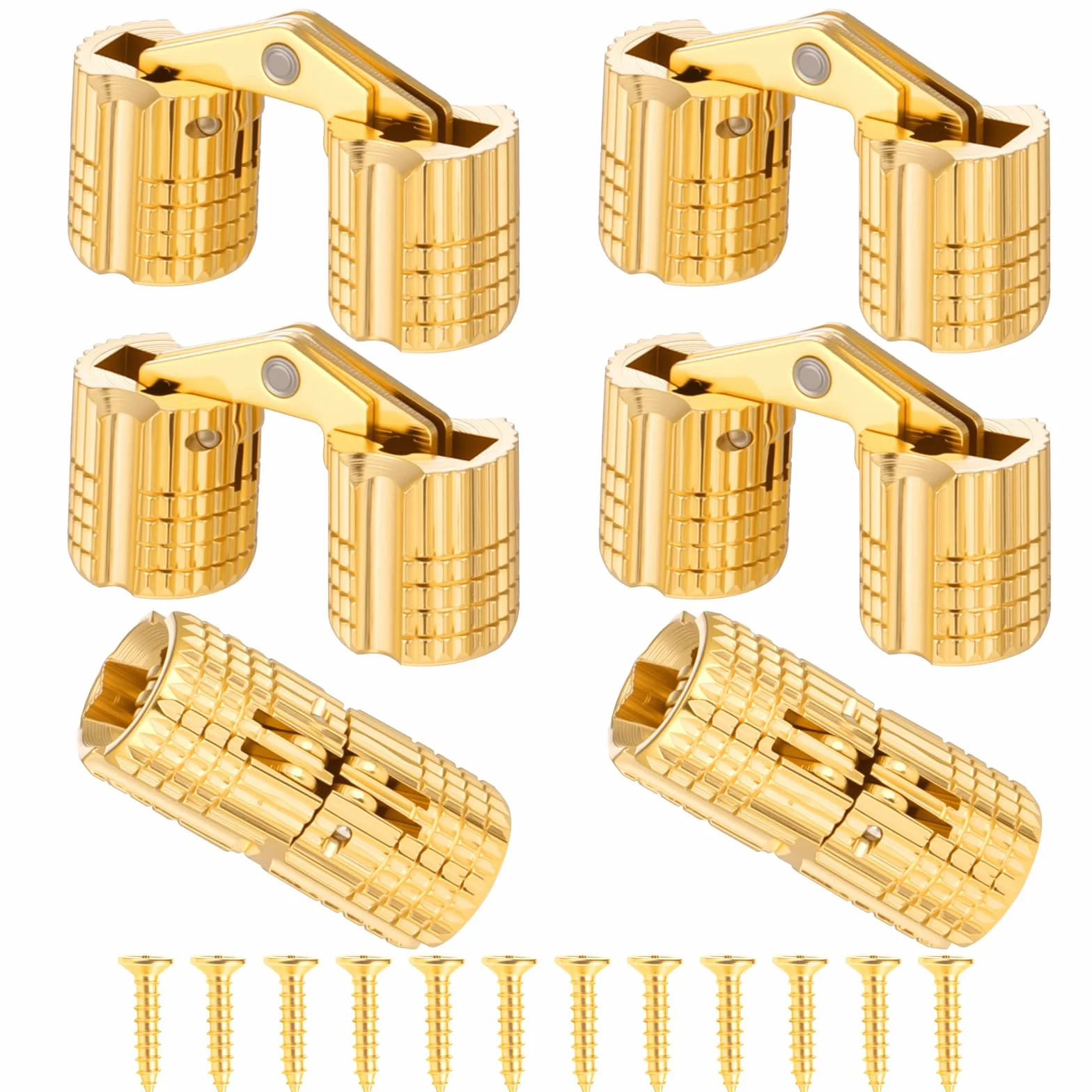 6 sztuk 8 mm zawias otworowy, mosiężny zawias beczkowy, niewidoczne, ukryte miedziane zawiasy miedziane, niewidoczne zawiasy do mebli z 24 śrubami, do pudełek prezentowych DIY