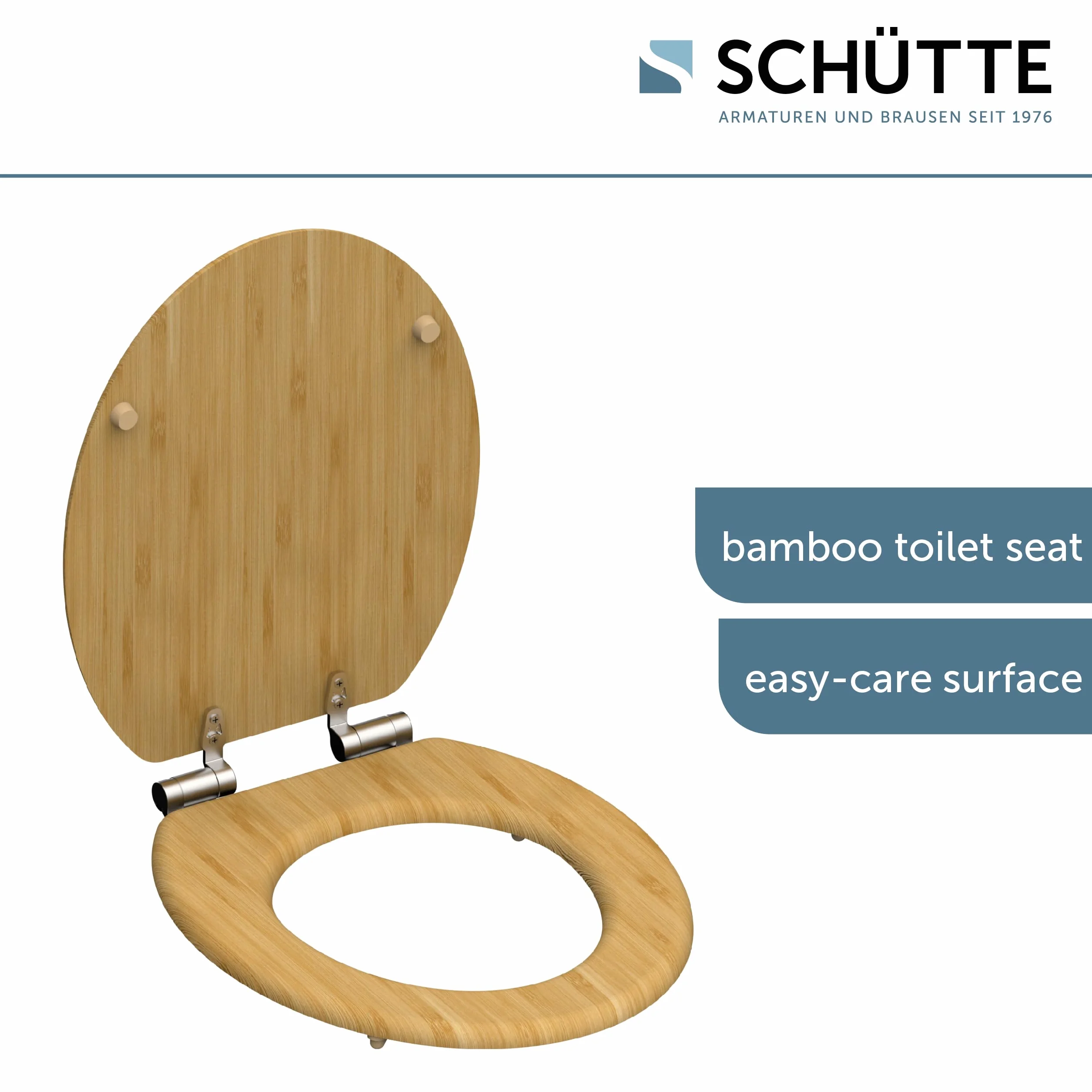 Schütte Deska sedesowa BAMBOO wolnoopadająca, masywna bambusowa deska sedesowa, trwała deska sedesowa z drewna bambusowego, maksymalne obciążenie 150 kg