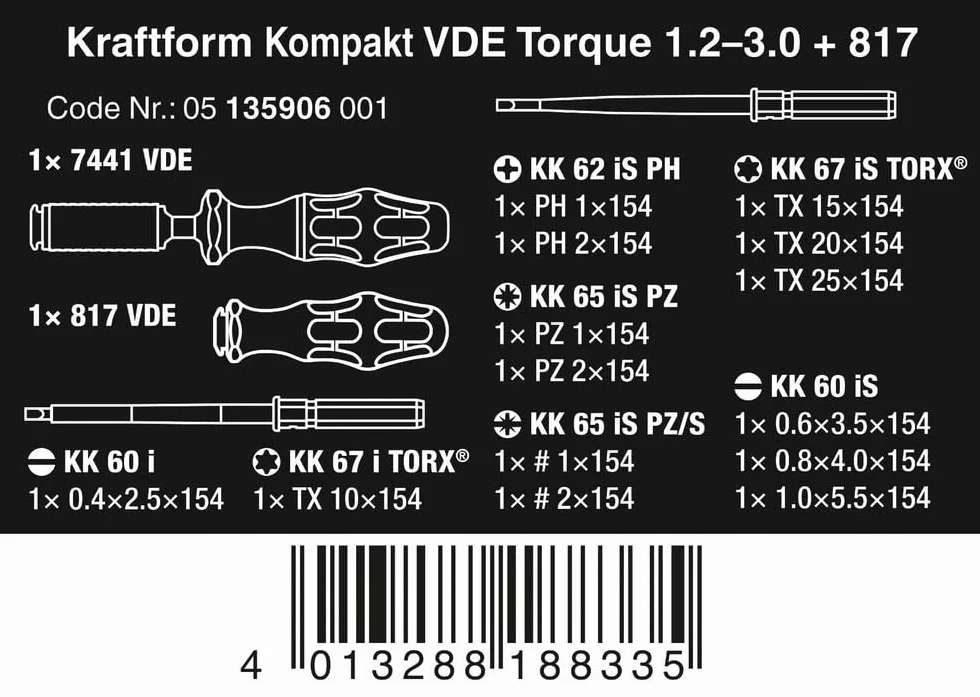 Wera Vde Torque Zestaw Wkrętaków, Czerwony/Żółty, 16 Elementów