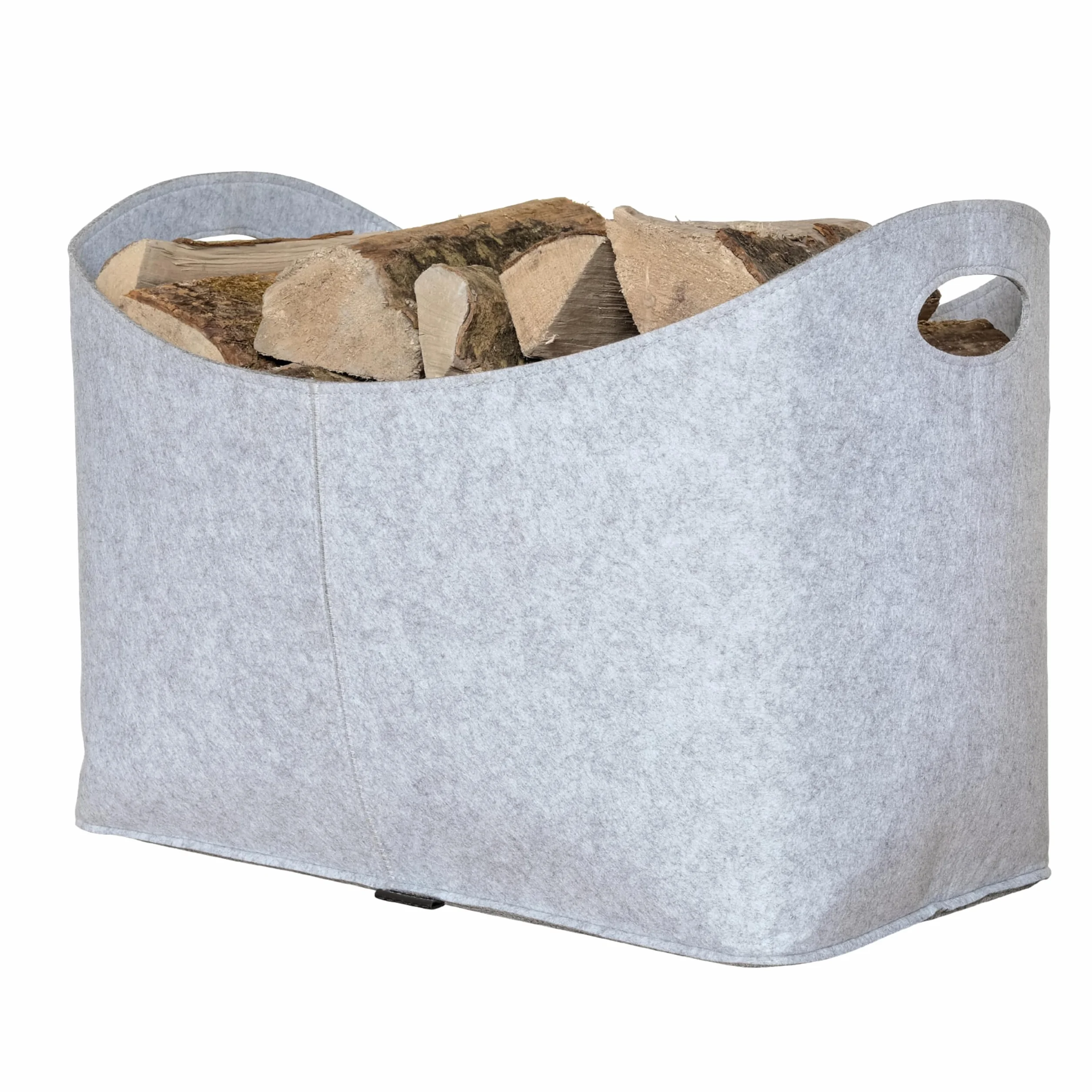 Rubberneck Filcowy kosz na drewno opałowe XL z uchwytami, na drewno, gazety, czasopisma, 54 x 39 x 30 cm, szary