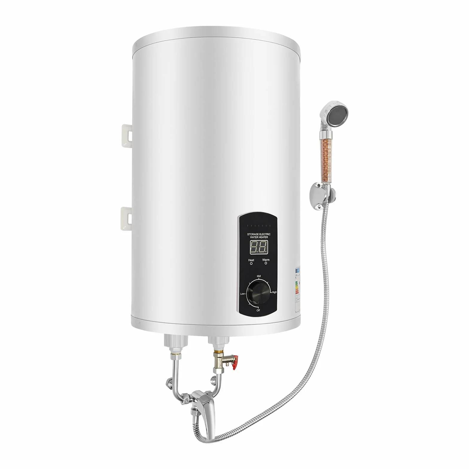 Elektryczny podgrzewacz wody 30 l, zbiornik ciepłej wody 2000 W, wiszący bojler do kuchni, toalety, salonów fryzjerskich, 25-75°C, ze wskaźnikiem temperatury LED