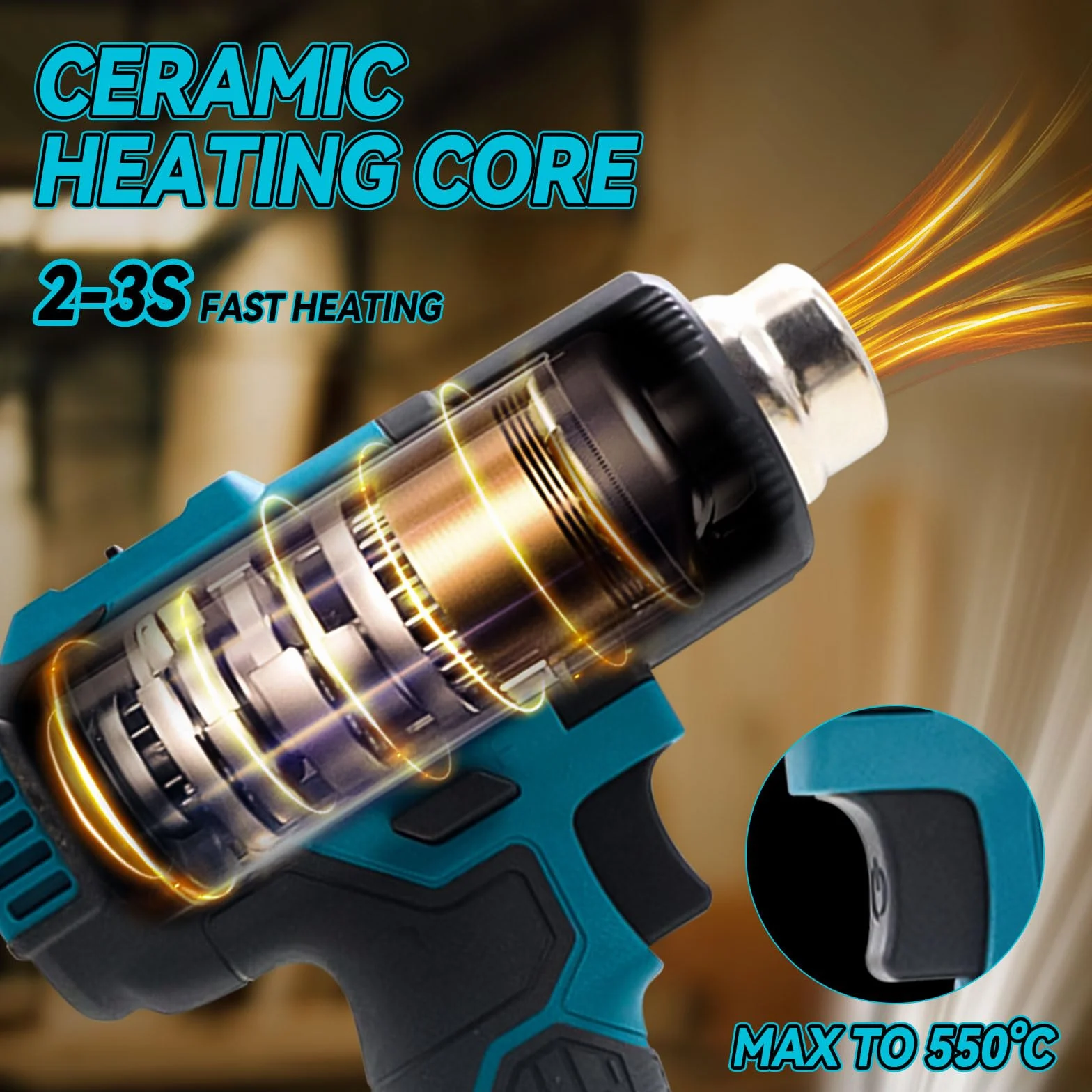 Makita Akumulator do pistoletu na ciepłe powietrze 18 V 550°C 5 dysz LCD