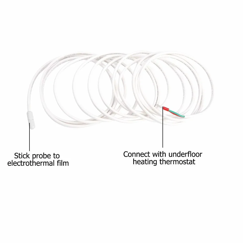 VOBOR Termostat sonda czujnikowa 3 m, sonda RTD, czujnik temperatury podłogowej, kabel sondy, ogrzewanie podłogowe, termostat, akcesoria do systemu ogrzewania podłogowego, termostatu