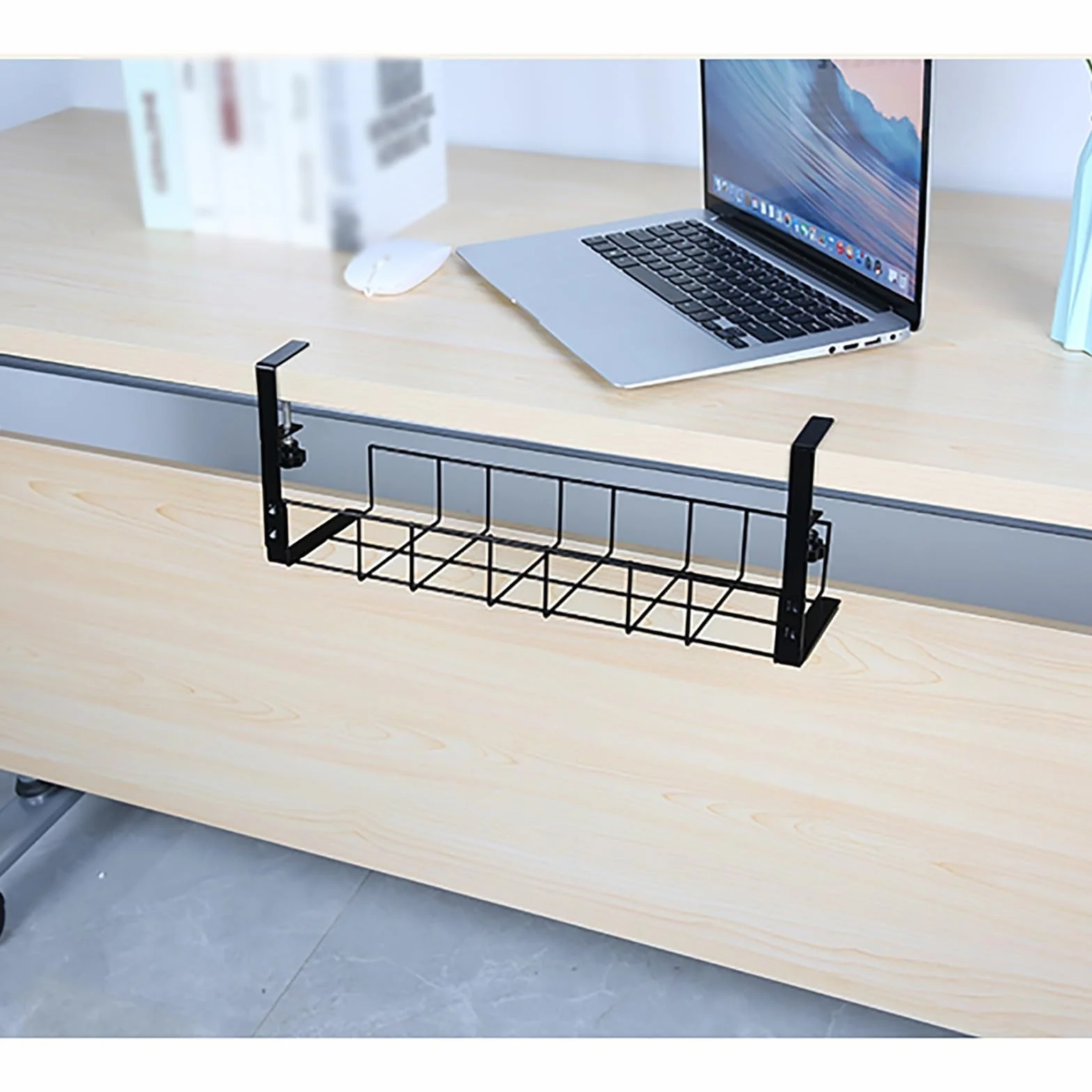 Taca do zarządzania kablami pod stołem półka biurowa organizer na kable wisząca półka organizer pod biurkiem organizer na kable