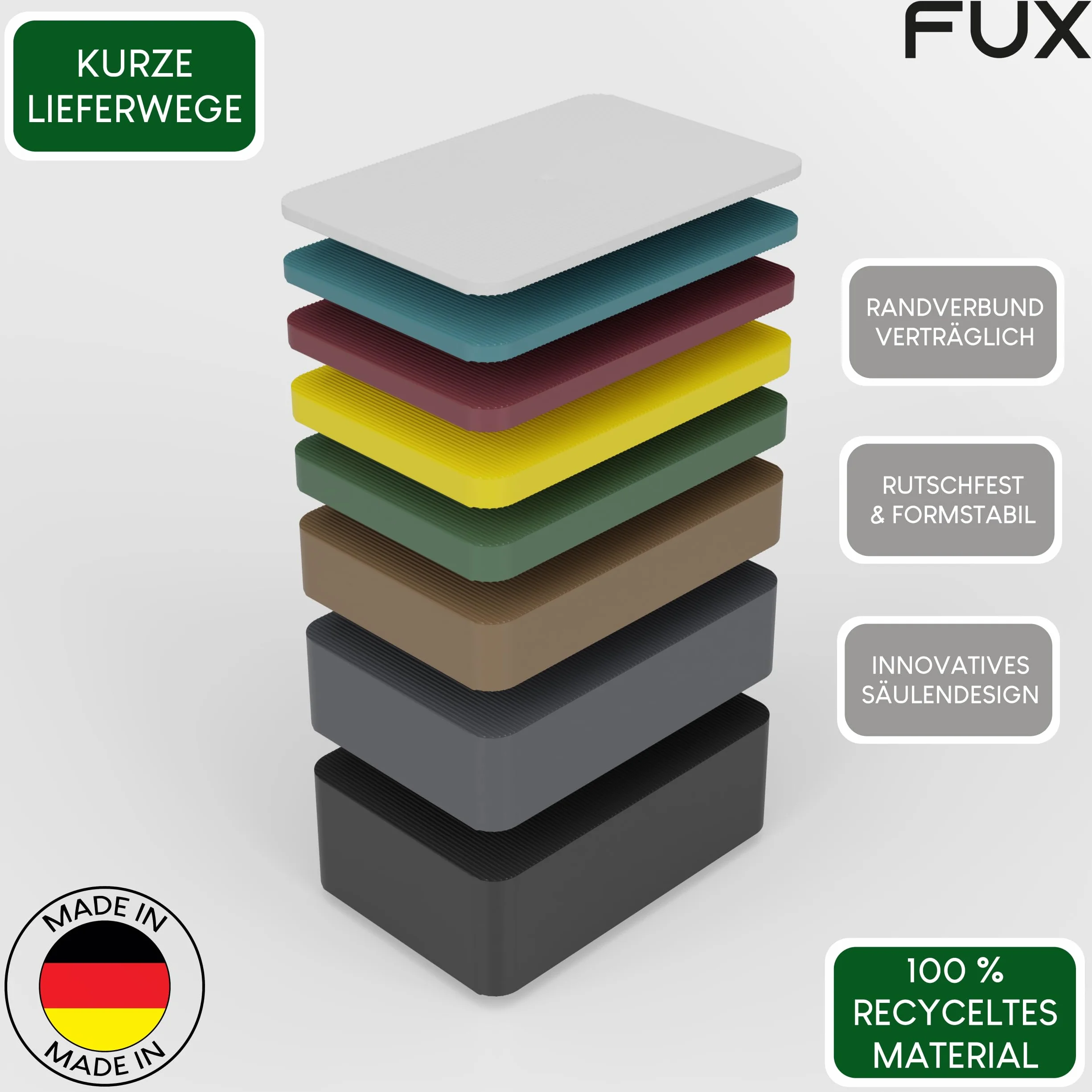 FUX 100 sztuk podkładek dystansowych z tworzywa sztucznego, 60 x 40 x 1,5 mm, klocki do szyby, podkładki dystansowe, płytki z tworzywa sztucznego, płytki wyrównujące, kliny okienne (grubość: 1,5 mm)