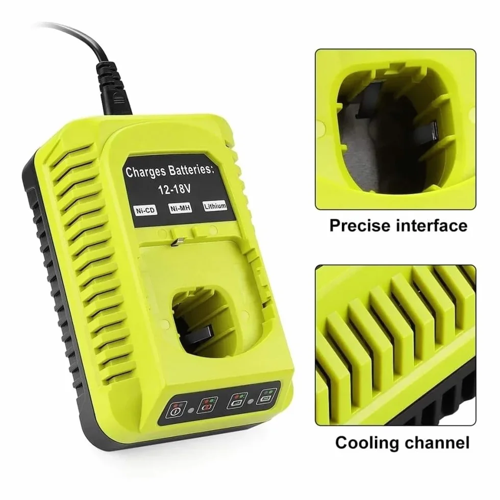 Kompatybilny z ładowarką Ryobi, ładowarką P117 12V-18V akumulator litowo-jonowy akumulator niklowy uniwersalna ładowarka(AU)