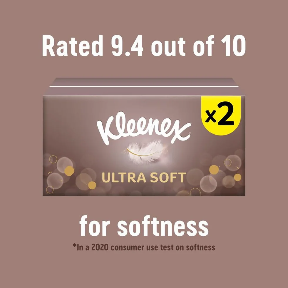 Kleenex Ultra miękkie chusteczki do twarzy, 2 pudełka na chusteczki