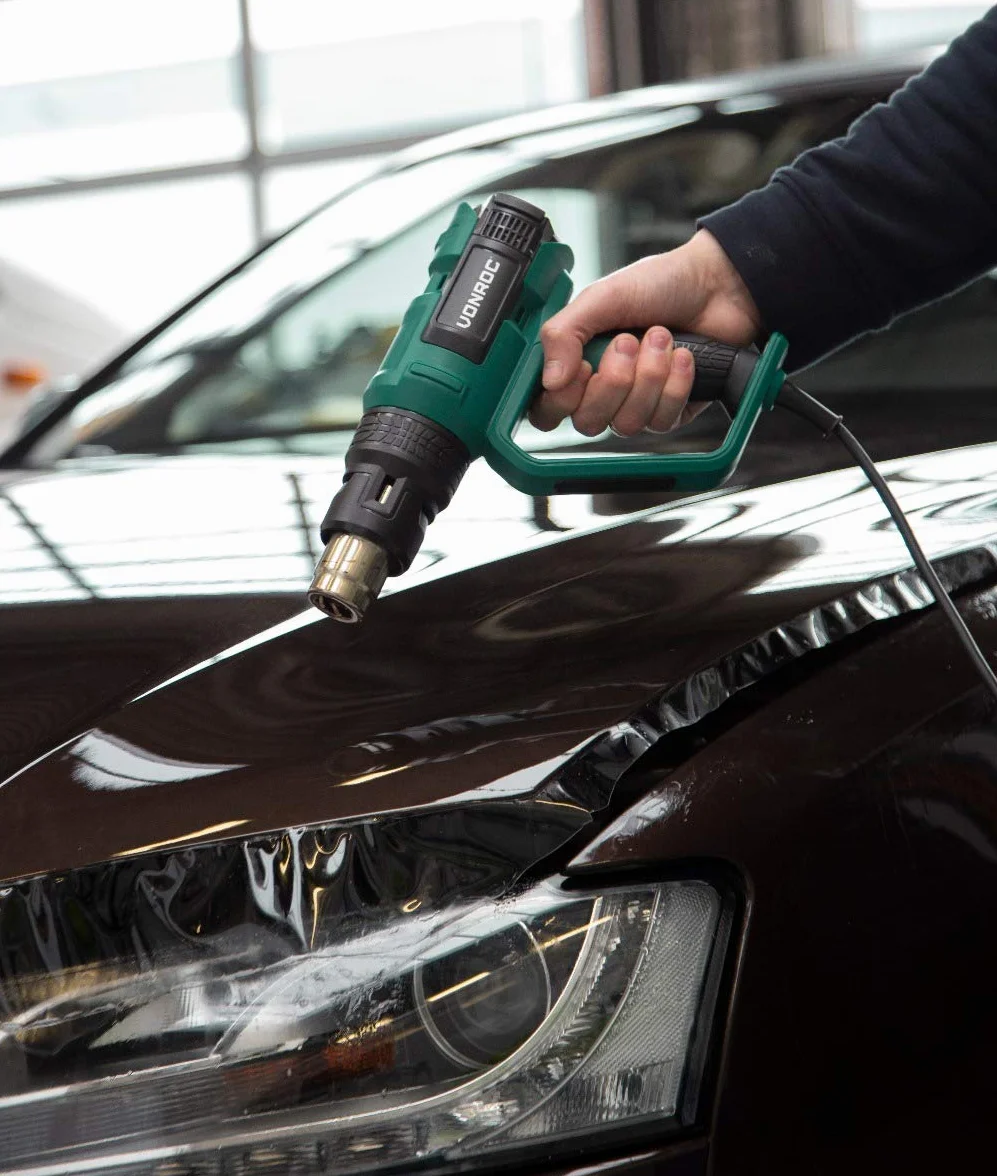 VONROC Profesjonalny pistolet na gorące powietrze | Palnik farby 2000 W – 60 stopni temperatury (50 °C – 650 °C) i 5 poziomów dmuchawy (250 – 500 l/min) – w zestawie akcesoria i torba do