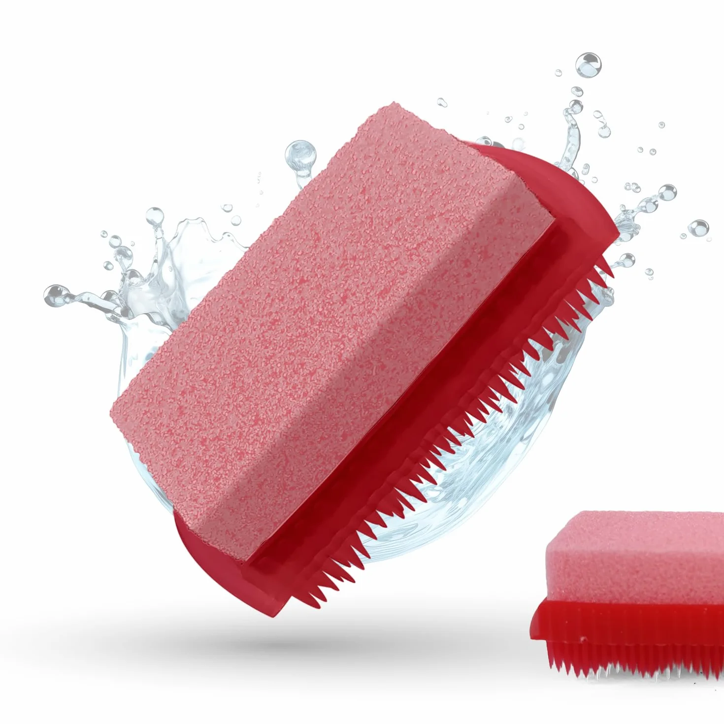 LaRosa PUMICE SPA 2 w 1 szczotka do pielęgnacji stóp czerwona z różowym pumeksem