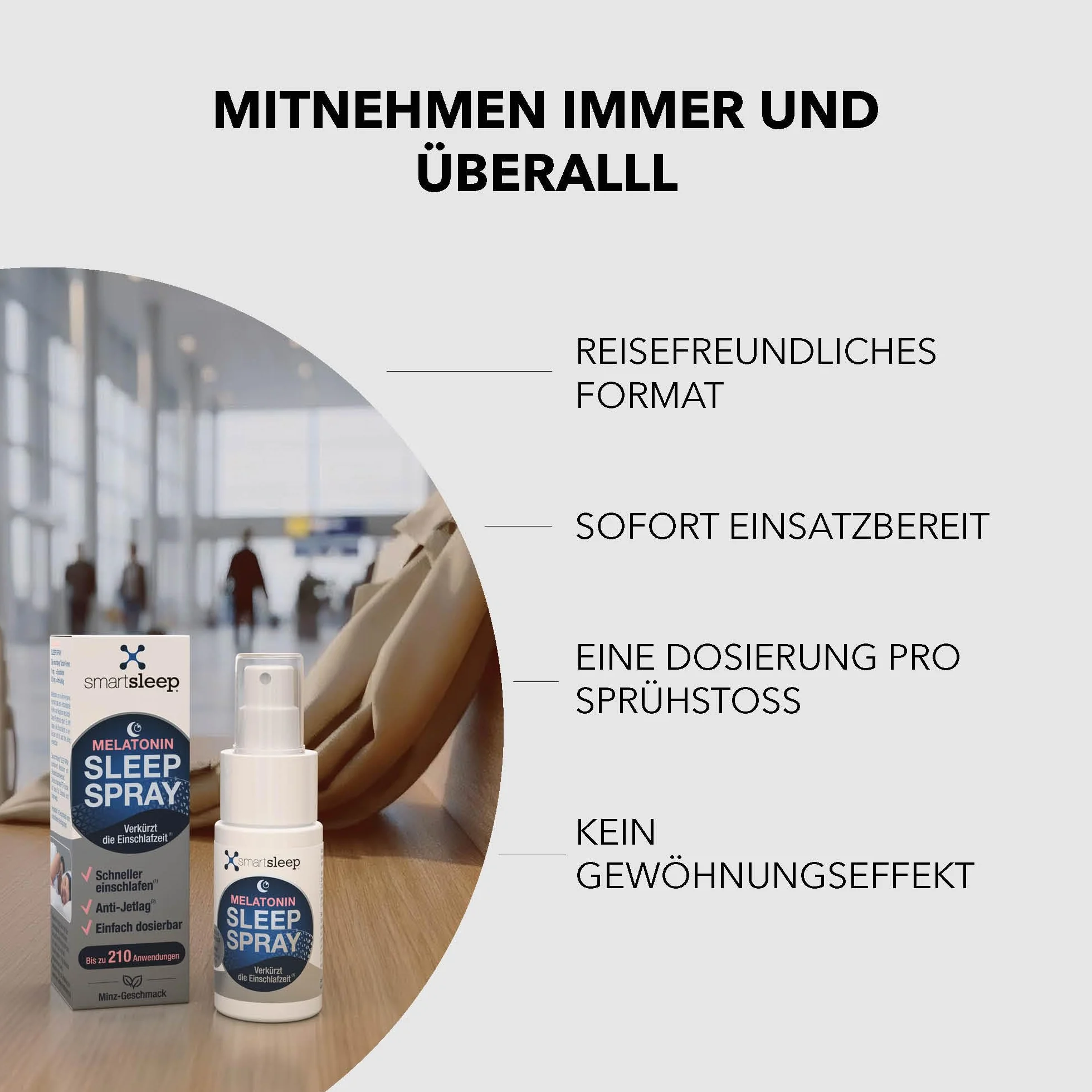 smartsleep® Sleep Spray I [0,5 mg, 30 ml] – melatonina spray do zasypiania o smaku męczennicy i mięty I butelka z rozpylaczem 30 ml z natychmiastowym efektem I Made in Germany