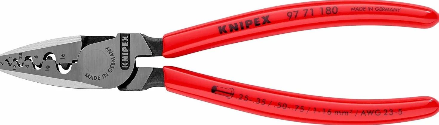 KNIPEX Szczypce do zagniatania tulejek kablowych z tworzywa sztucznego, powlekane 180 mm, 97 71 180