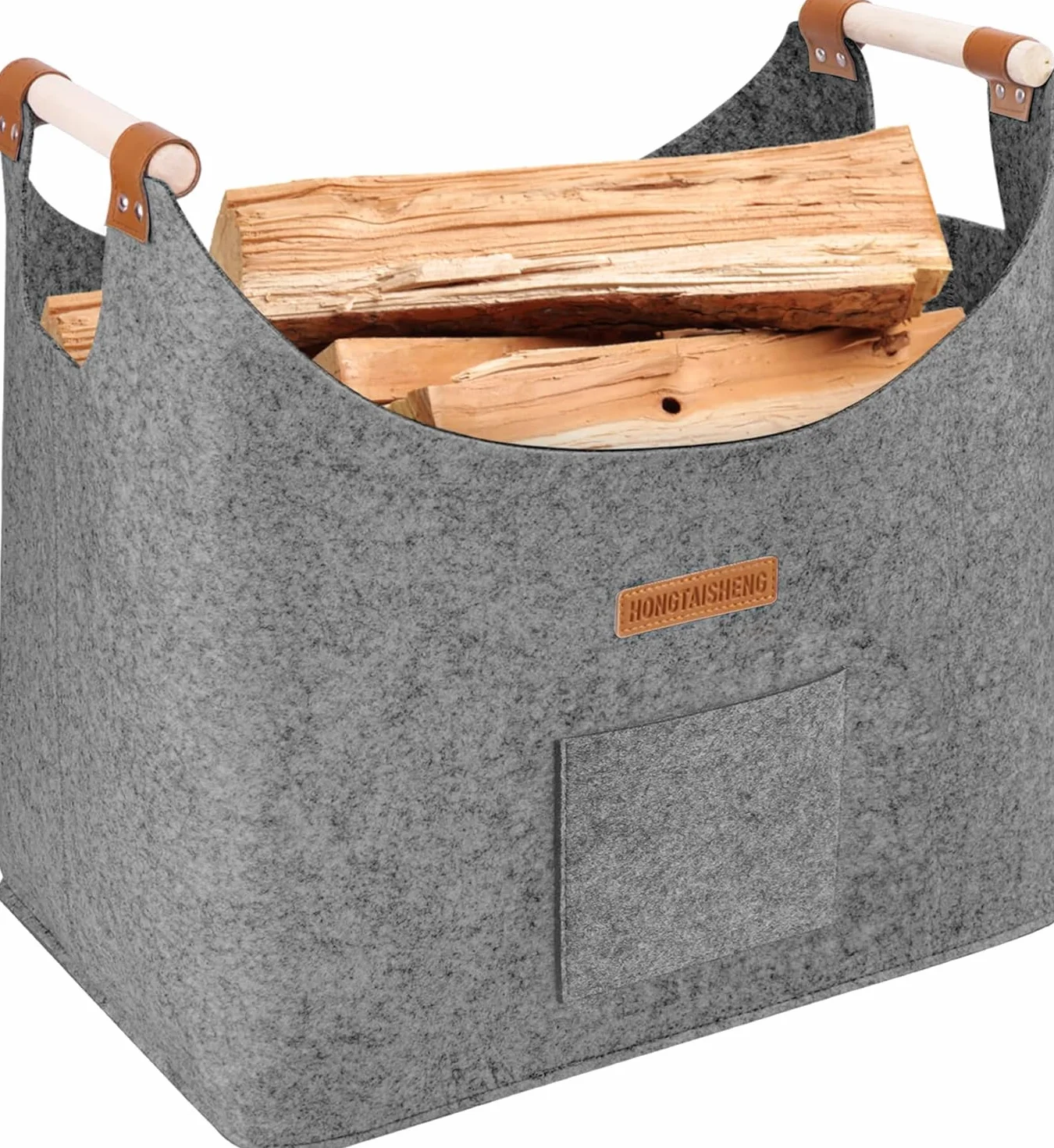 XL Log Baskets torba filcowa, bardzo gruby filc i wzmocniony uchwyt, kosze na drewno do użytku wewnątrz i na zakupy, drewno, gazety lub drewno opałowe (szary gołębi)