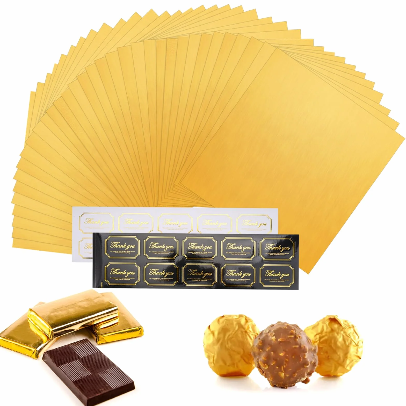 100 sztuk arkuszy czekolady do pakowania, 15 × 15 cm złoty papier pakowy czekoladowy, kwadratowy papier do pakowania czekoladek, aluminiowe opakowania na cukierki, opakowanie folii aluminiowej