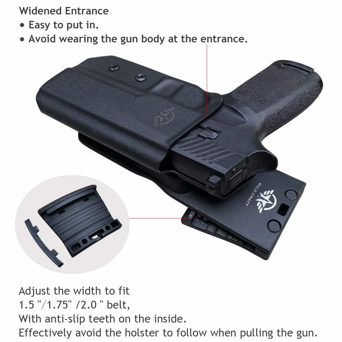 P320 Kabura OWB Kydex for Sig Sauer P320 Carry / P320 Full Pistol Case - Zewnątrz pasa Carry / 1.5-2 Inch Belt Clip With Leggings - Adj. Szerokość Wysokość & przechyłka, Poszerzone wejście
