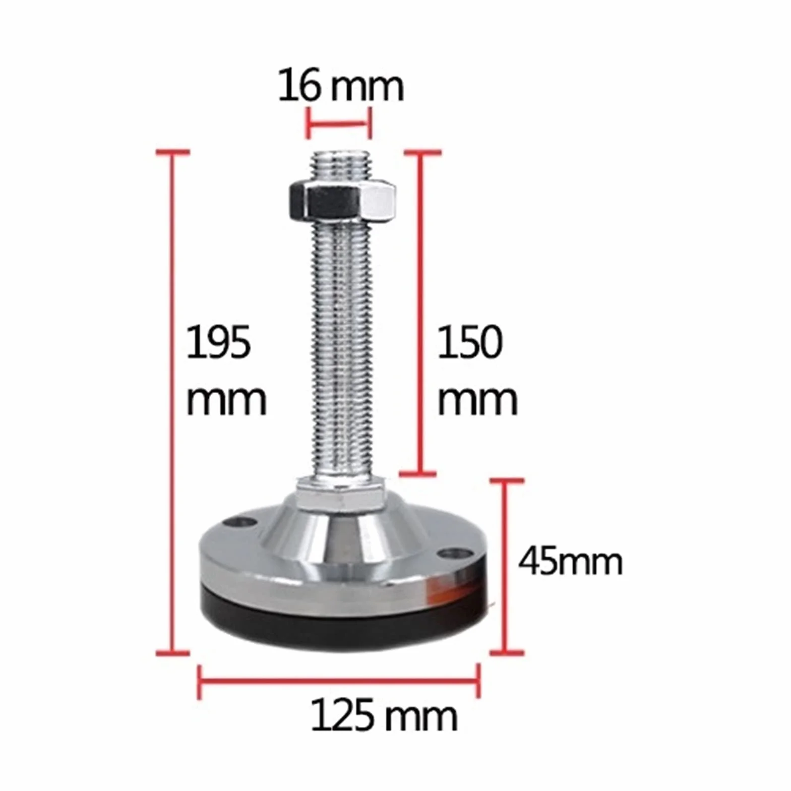 4 szt. Stopki poziomujące ze stali czarnej gumy, śruba odporna na wstrząsy o średnicy 16 mm do stołu warsztatowego maszyny(D120*16 * 150mm)