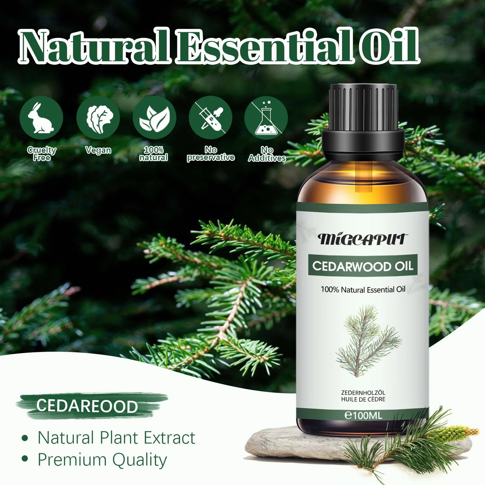 Olejek Eteryczny z Drzewa Cedrowego 100ML 100% Naturalny do Aromaterapii i Masażu
